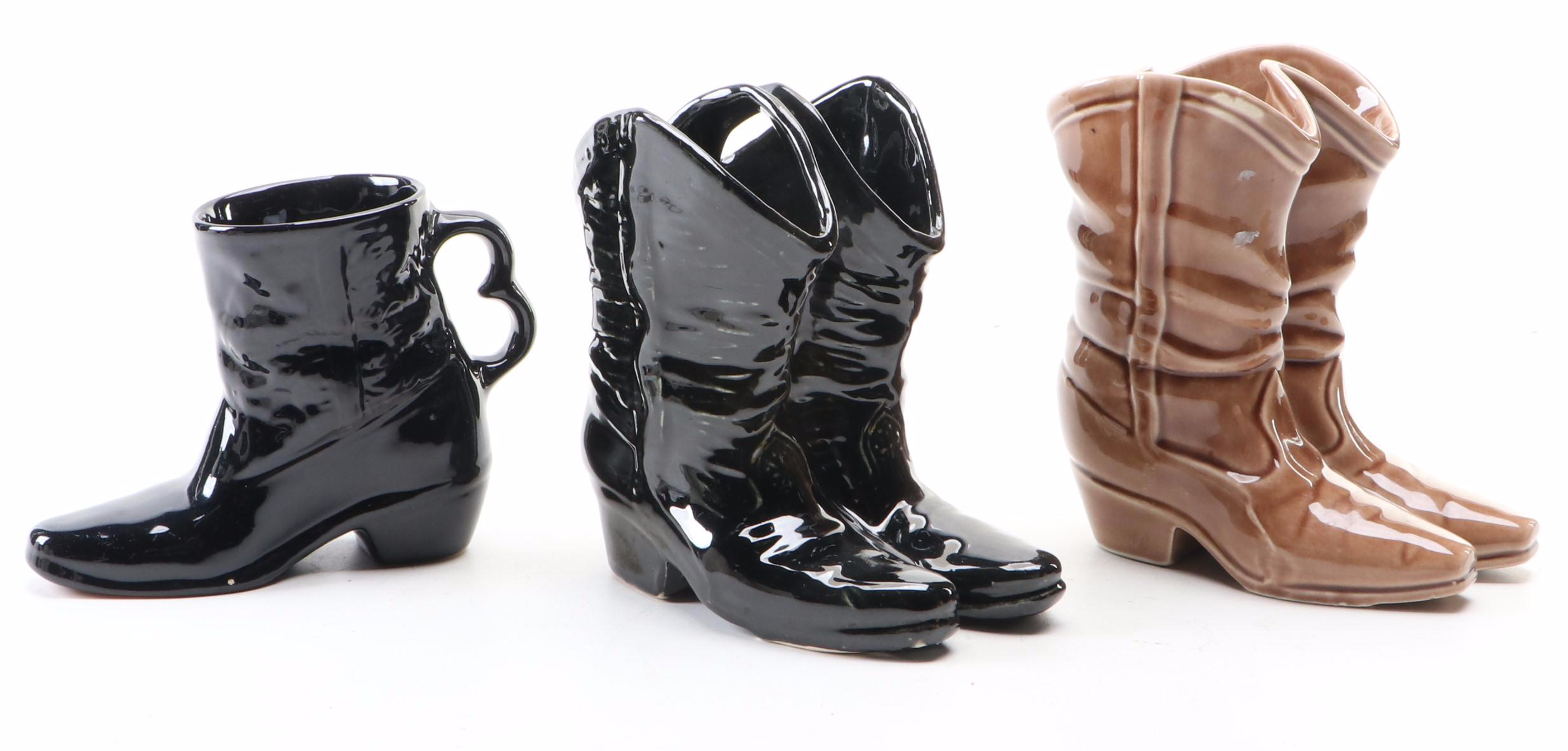 McCoy Pottery and Other Boot Shaped Planters and Mug
