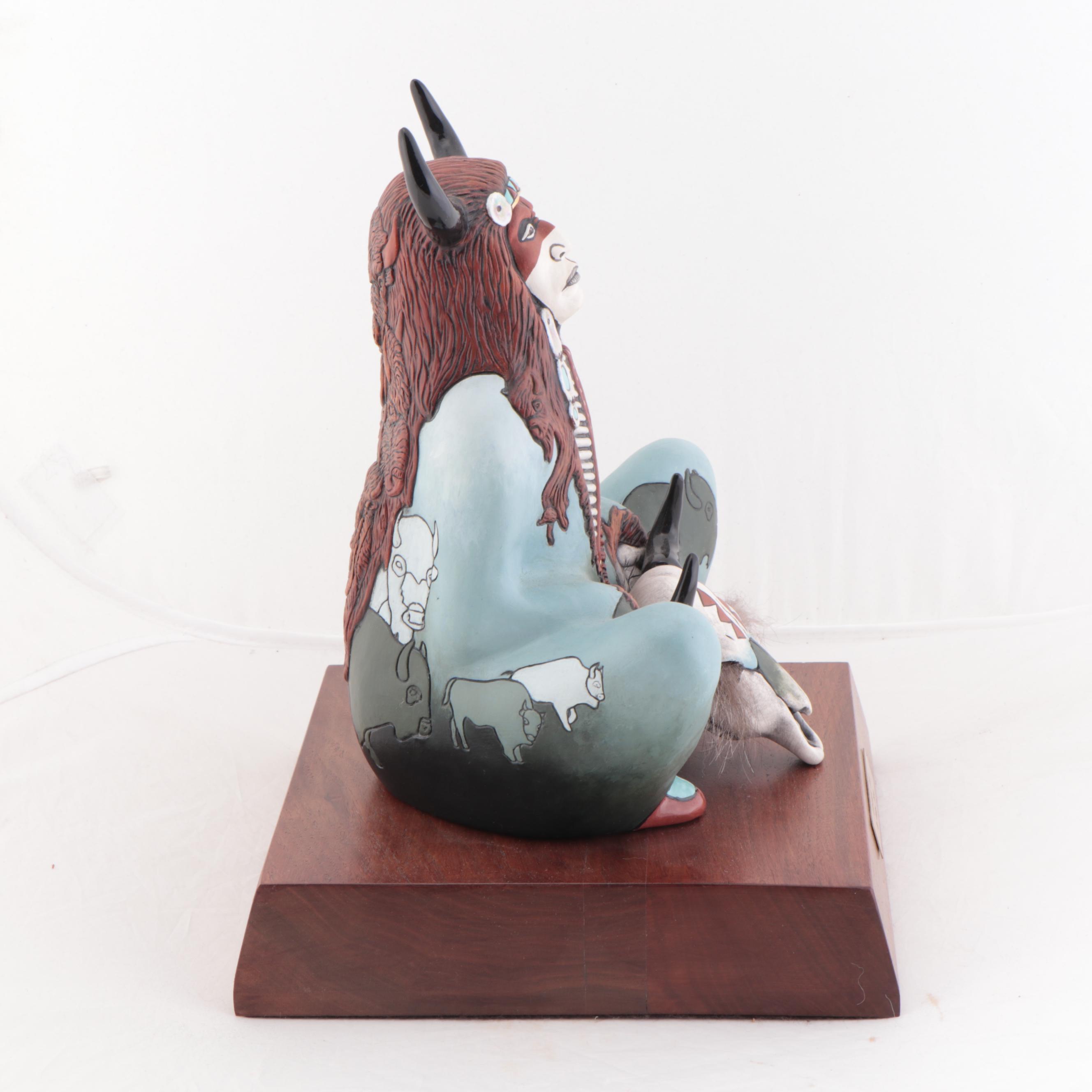 Kathryn Yauney Hand-Painted Ceramic Sculpture "Screaming Bull," 2005