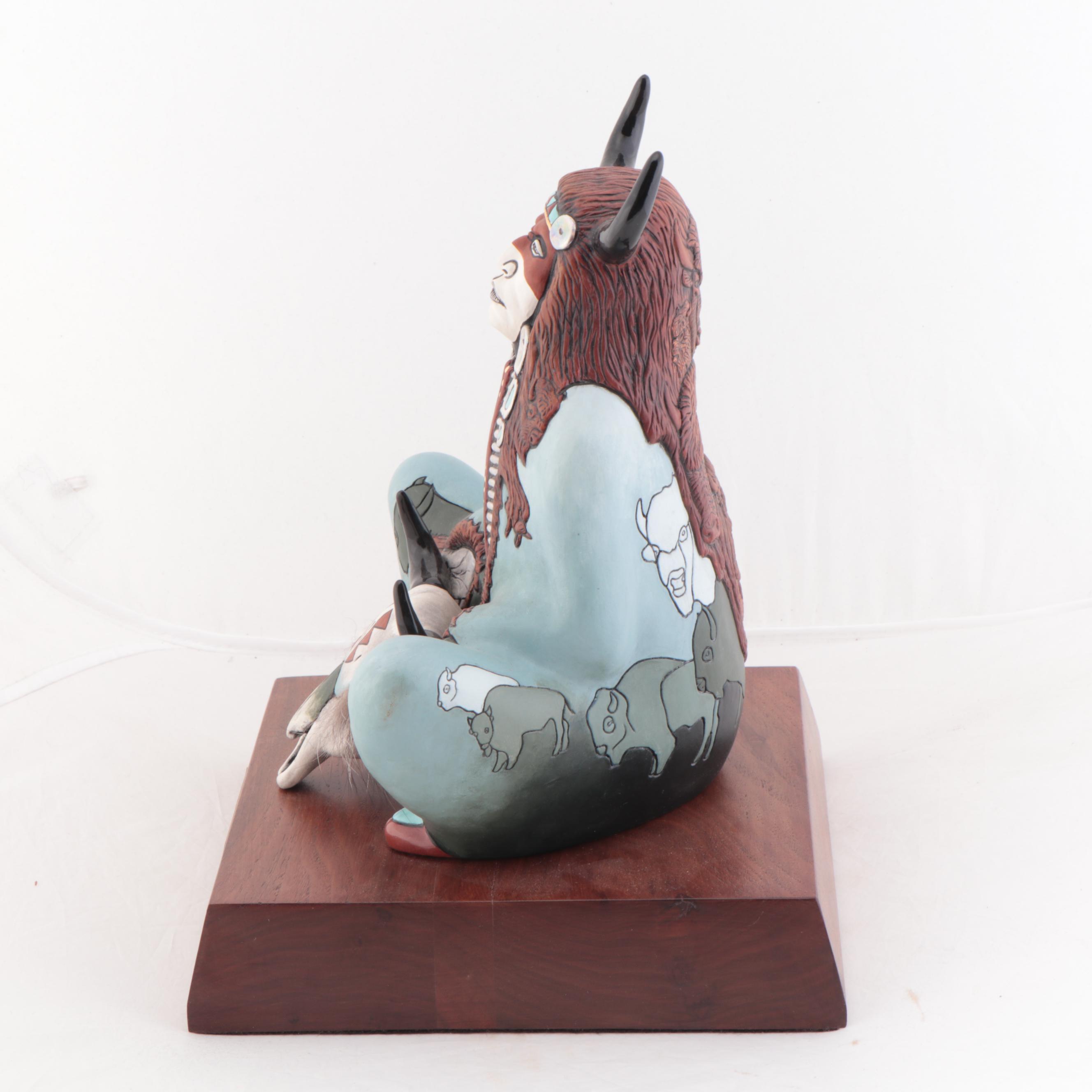 Kathryn Yauney Hand-Painted Ceramic Sculpture "Screaming Bull," 2005