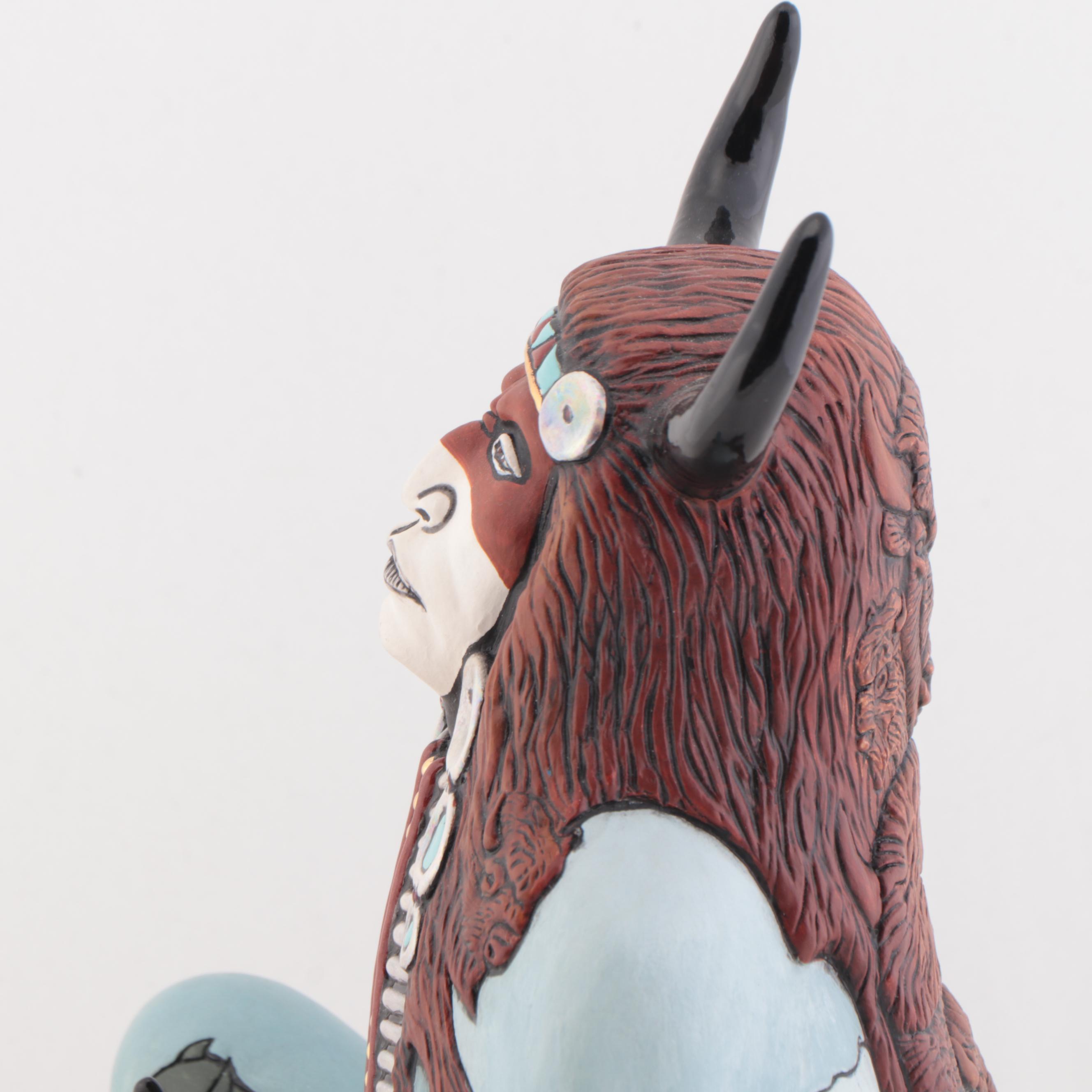 Kathryn Yauney Hand-Painted Ceramic Sculpture "Screaming Bull," 2005