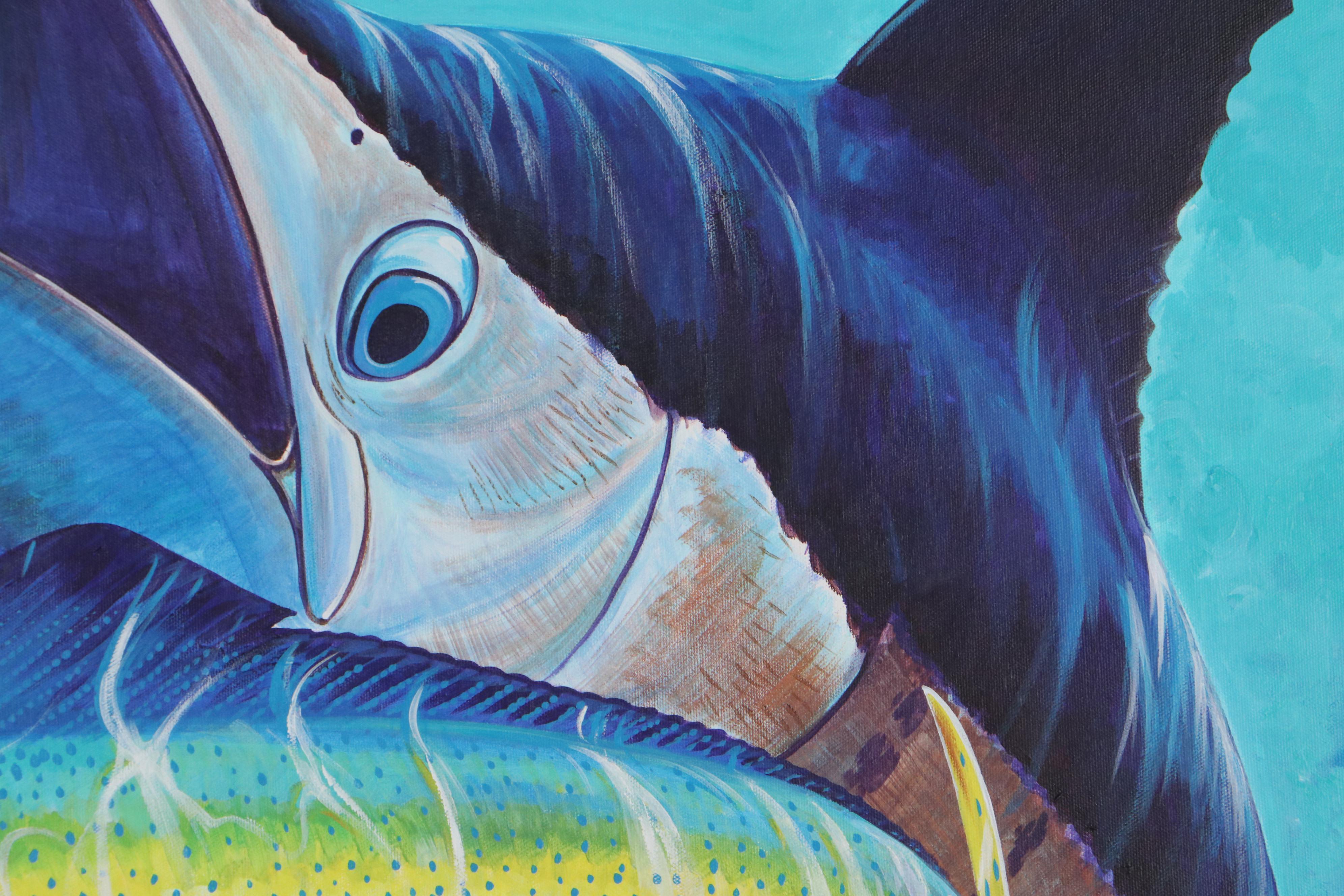 Guy Harvey Large-Scale Acrylic Painting of Swordfish and Mahi-Mahi, 2007