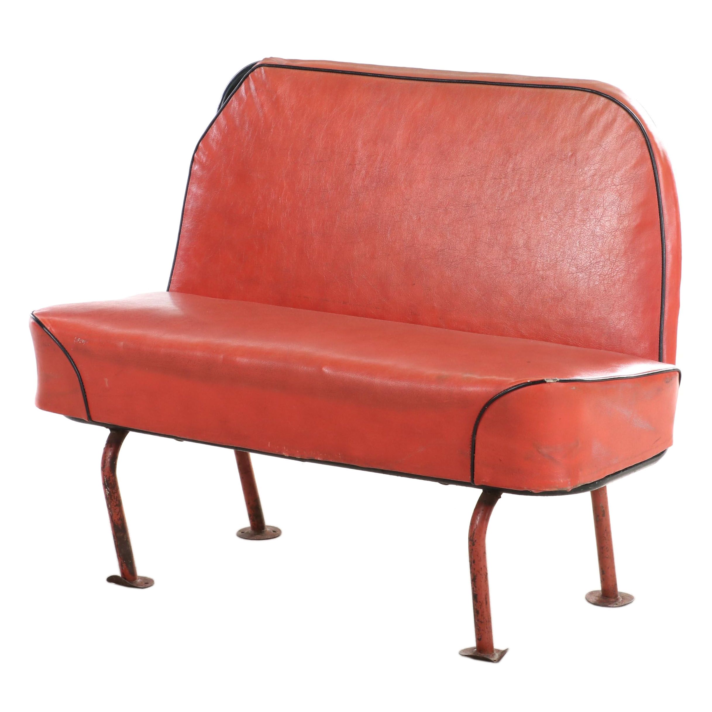 Metal and Vinyl Bus Bench Seat, Mid-20th Century