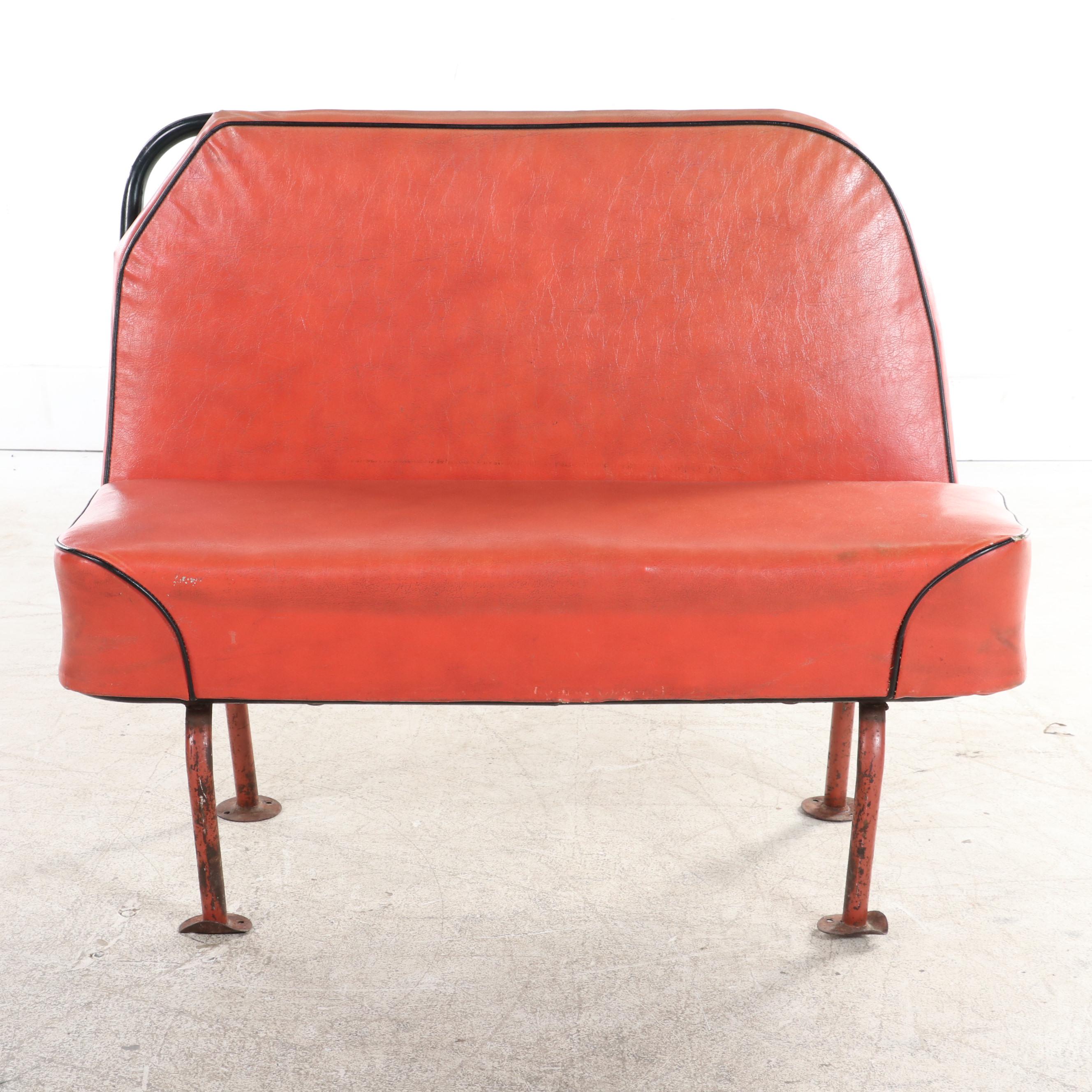 Metal and Vinyl Bus Bench Seat, Mid-20th Century