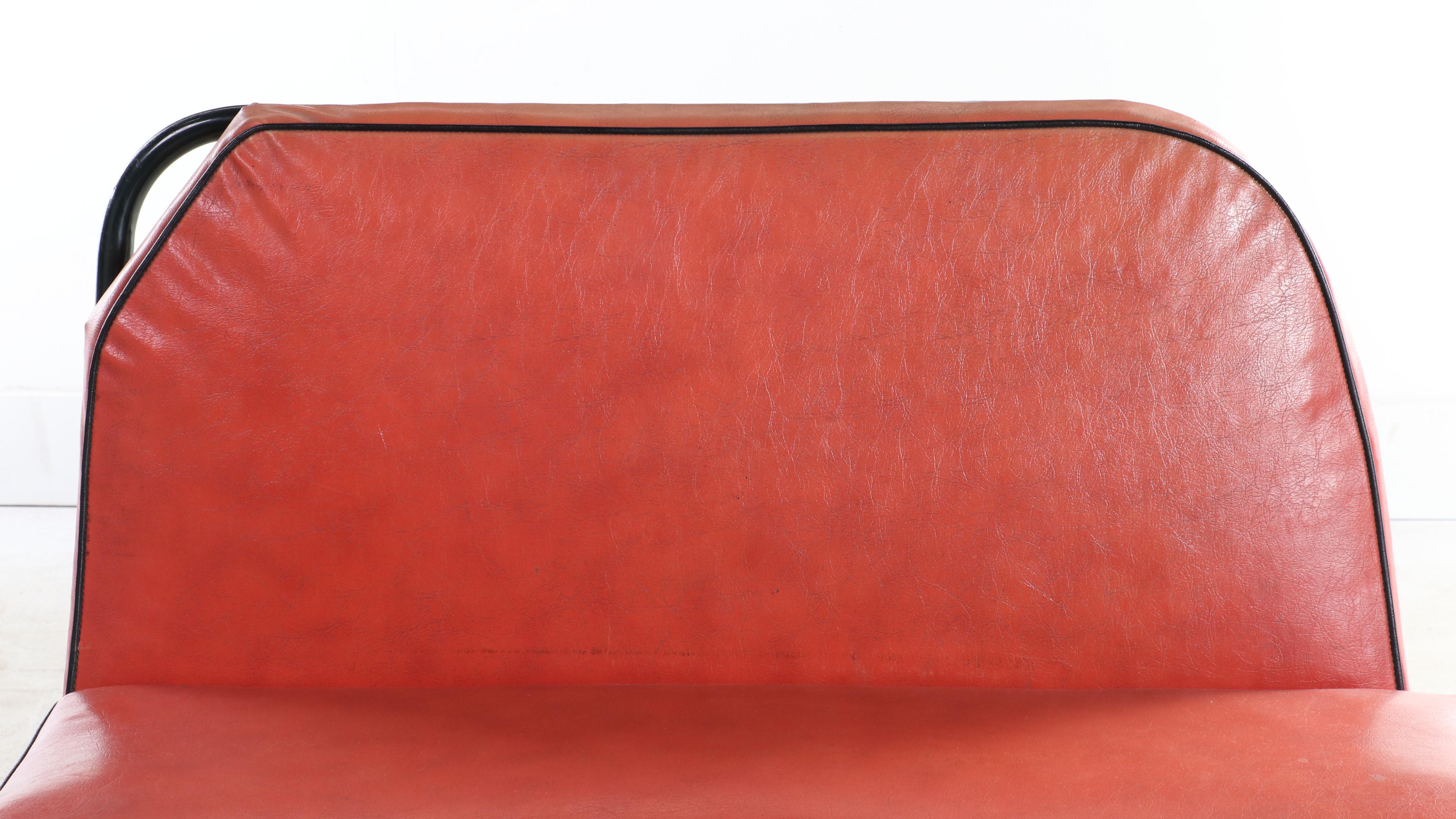 Metal and Vinyl Bus Bench Seat, Mid-20th Century