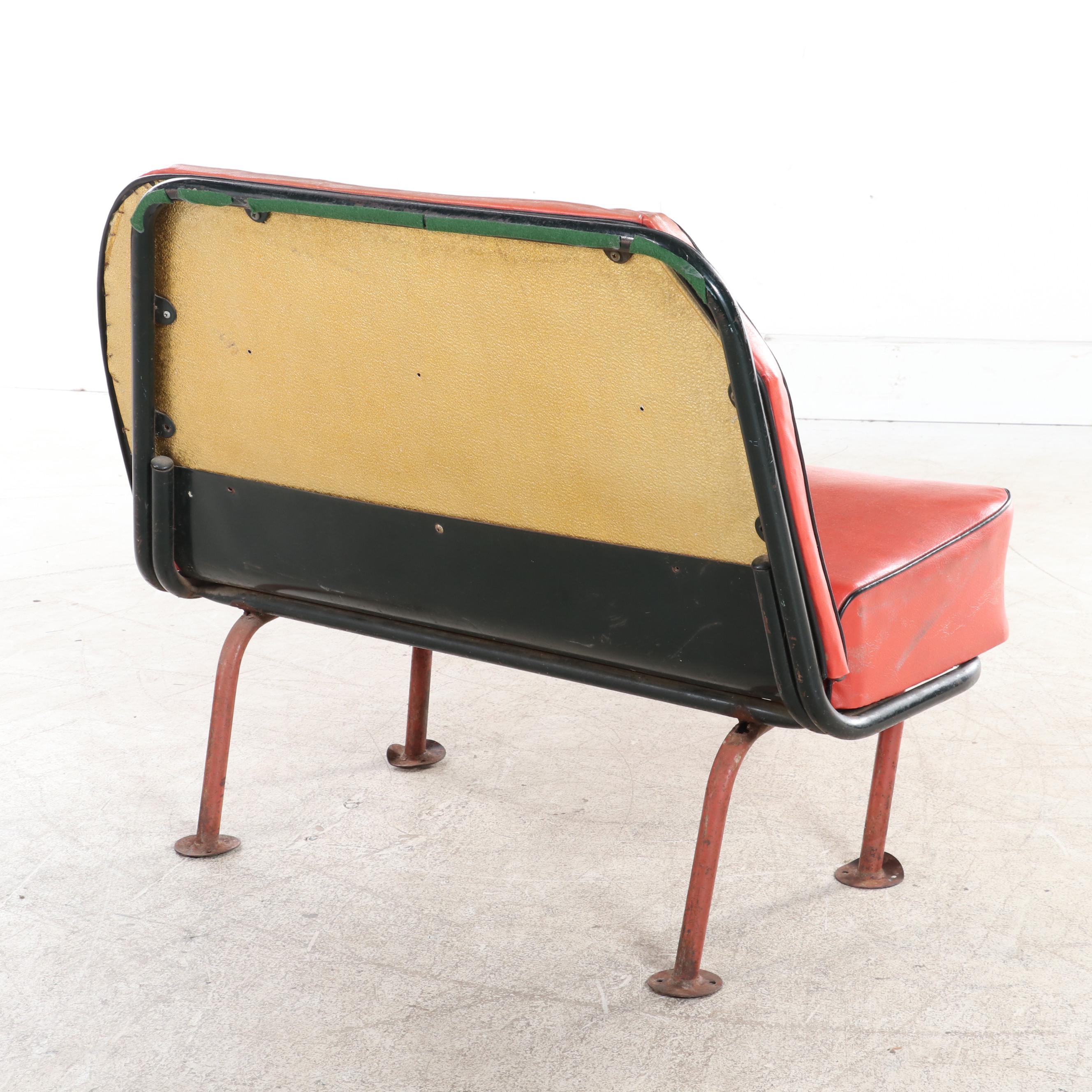 Metal and Vinyl Bus Bench Seat, Mid-20th Century