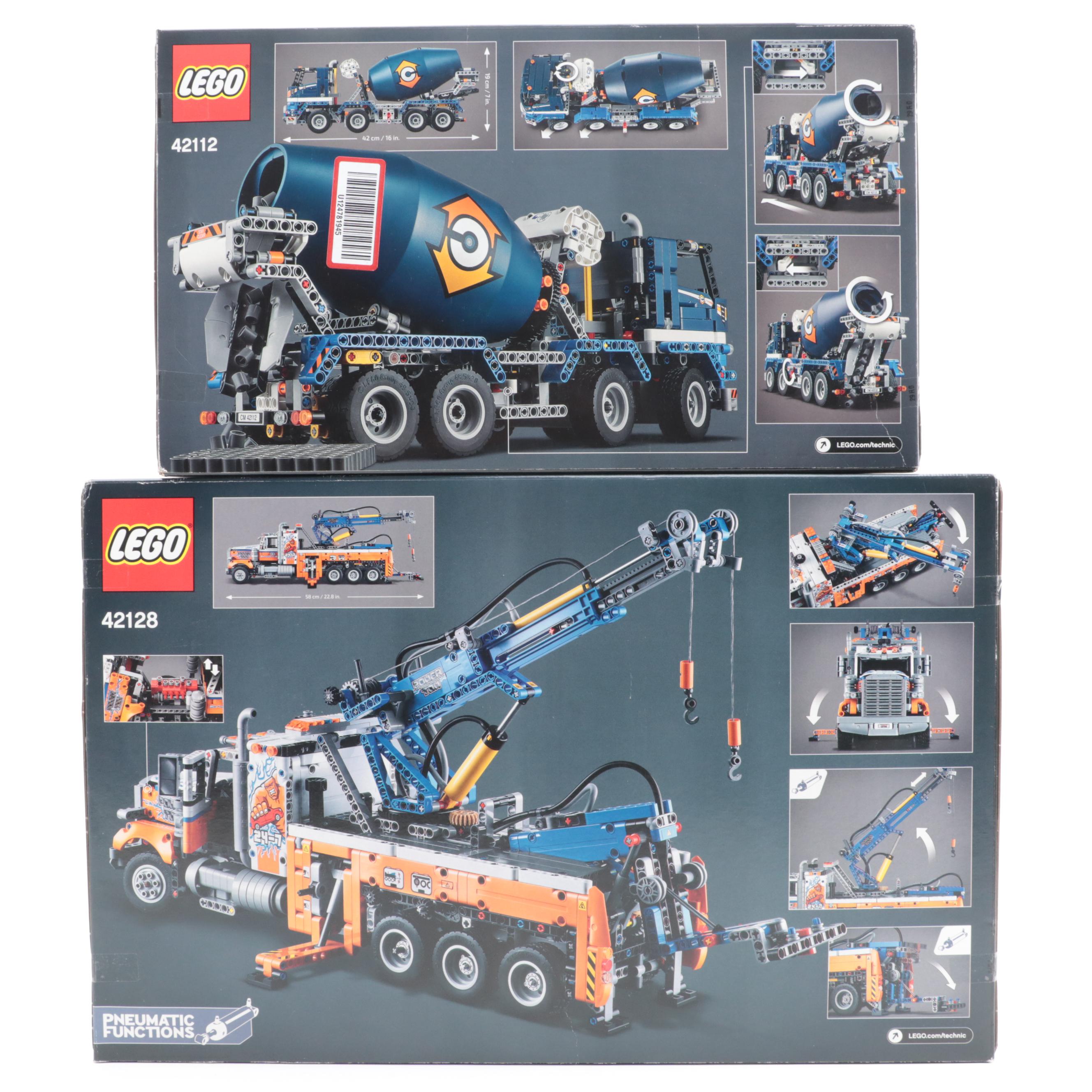 LEGO Technic Heavy-Duty Tow Truck and Concrete Mixer Truck Toy Sets
