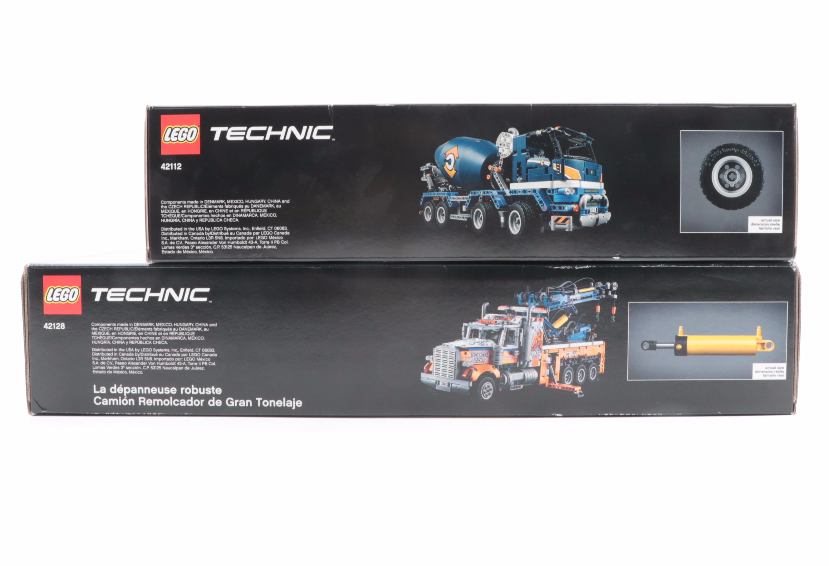LEGO Technic Heavy-Duty Tow Truck and Concrete Mixer Truck Toy Sets