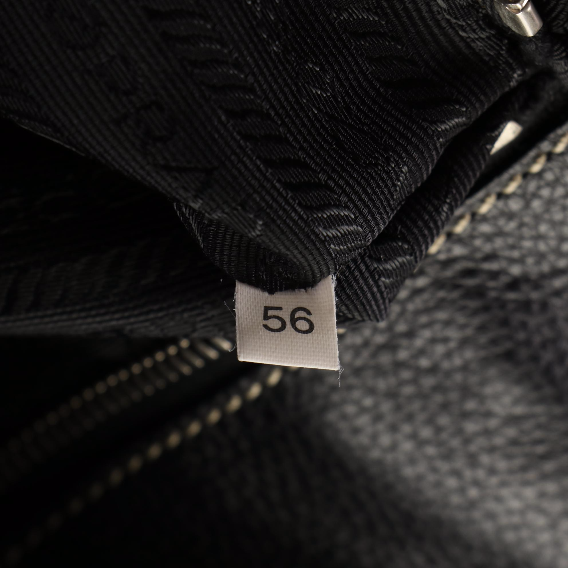 Prada Shoulder Tote in Black Leather with Contrast Stitching