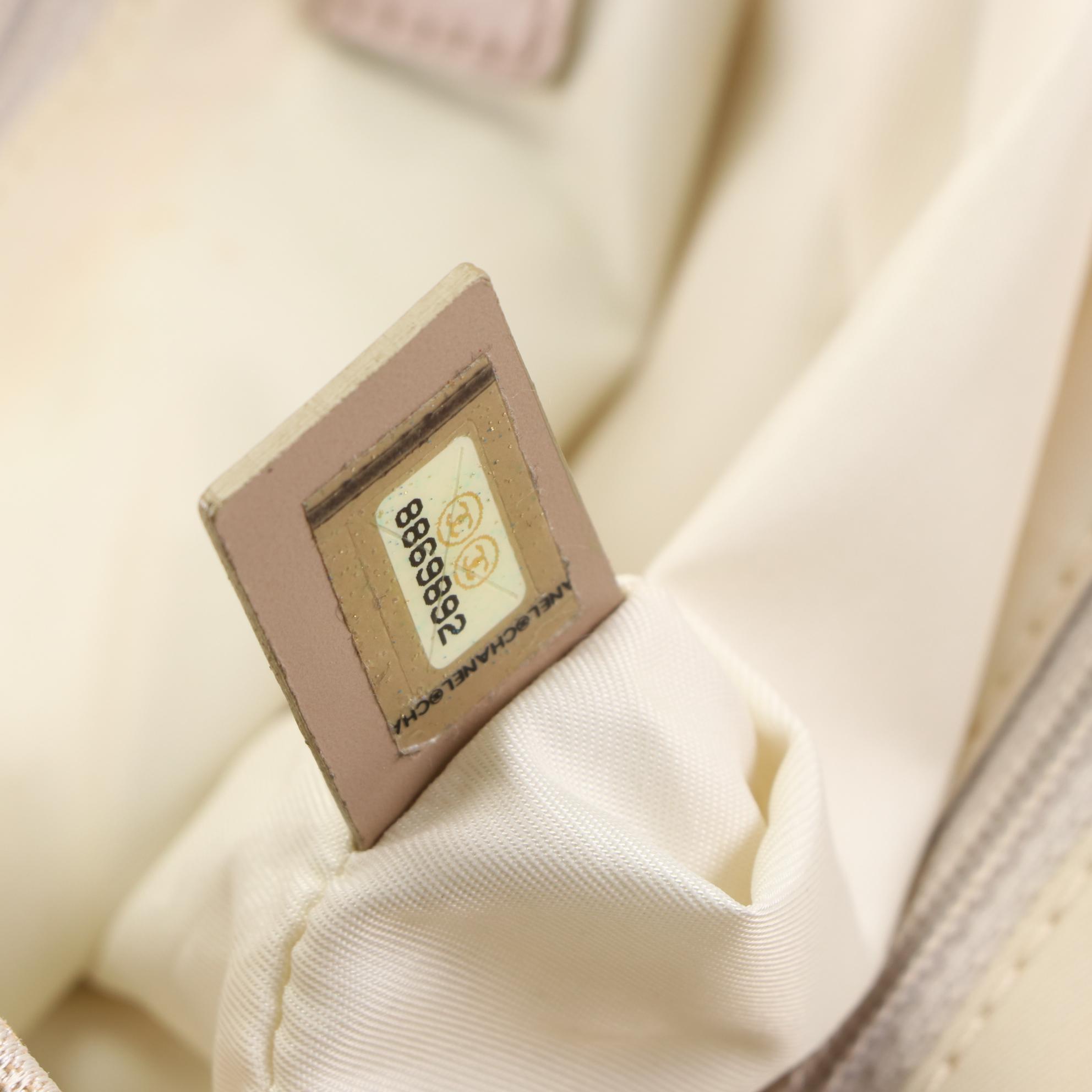 Chanel Travel Line Tote Bag in Beige Jacquard Canvas and Leather