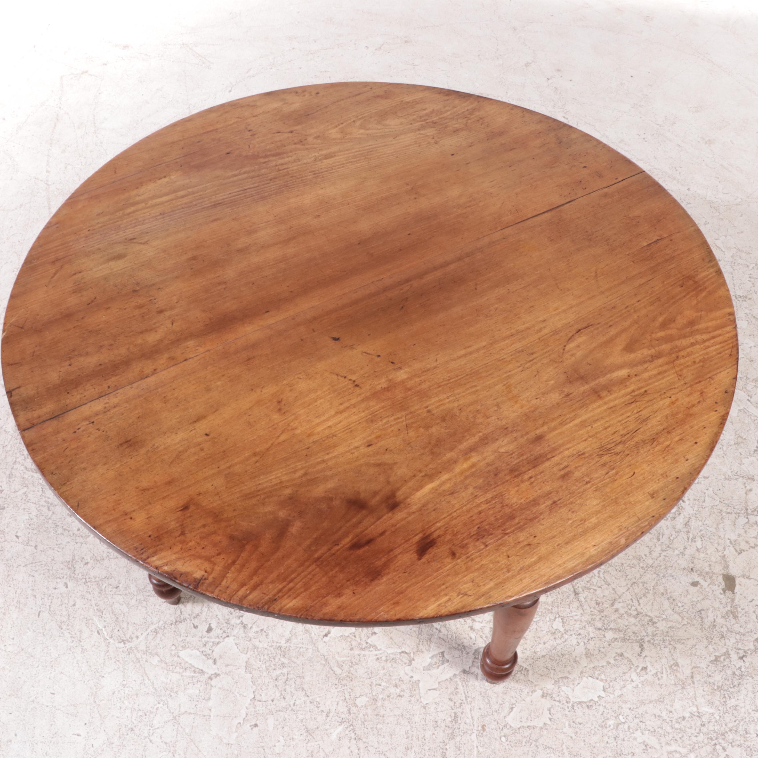 American Primitive Pine, Poplar, and Walnut Dining Table, 19th Century