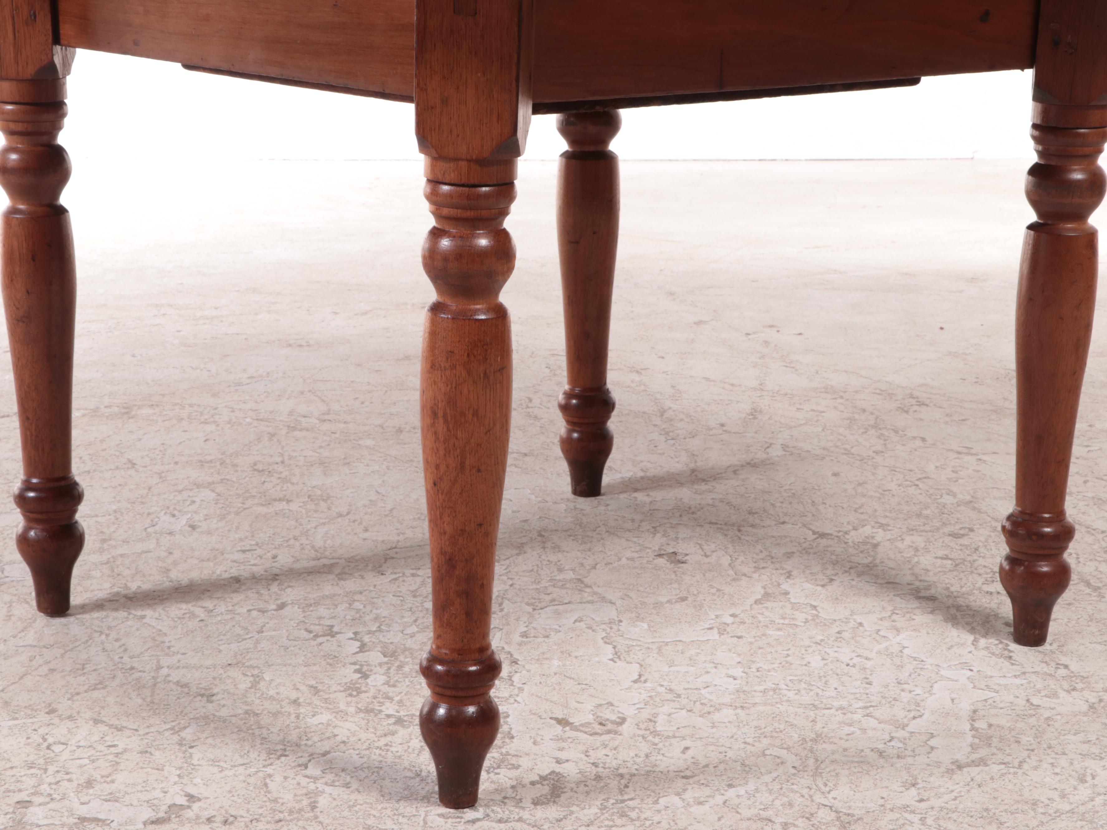 American Primitive Pine, Poplar, and Walnut Dining Table, 19th Century