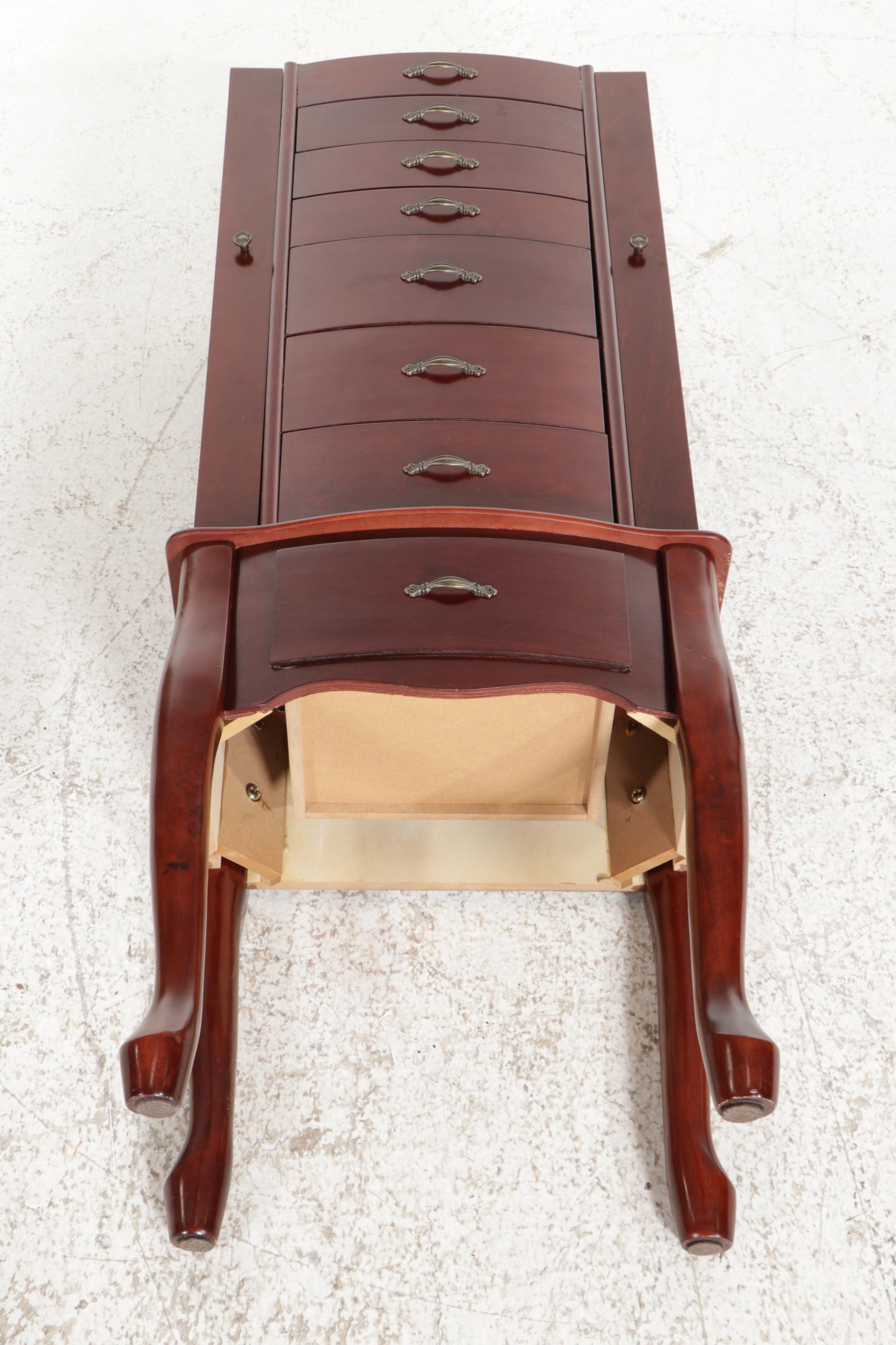 Queen Anne Style Cherry Jewelry Armoire