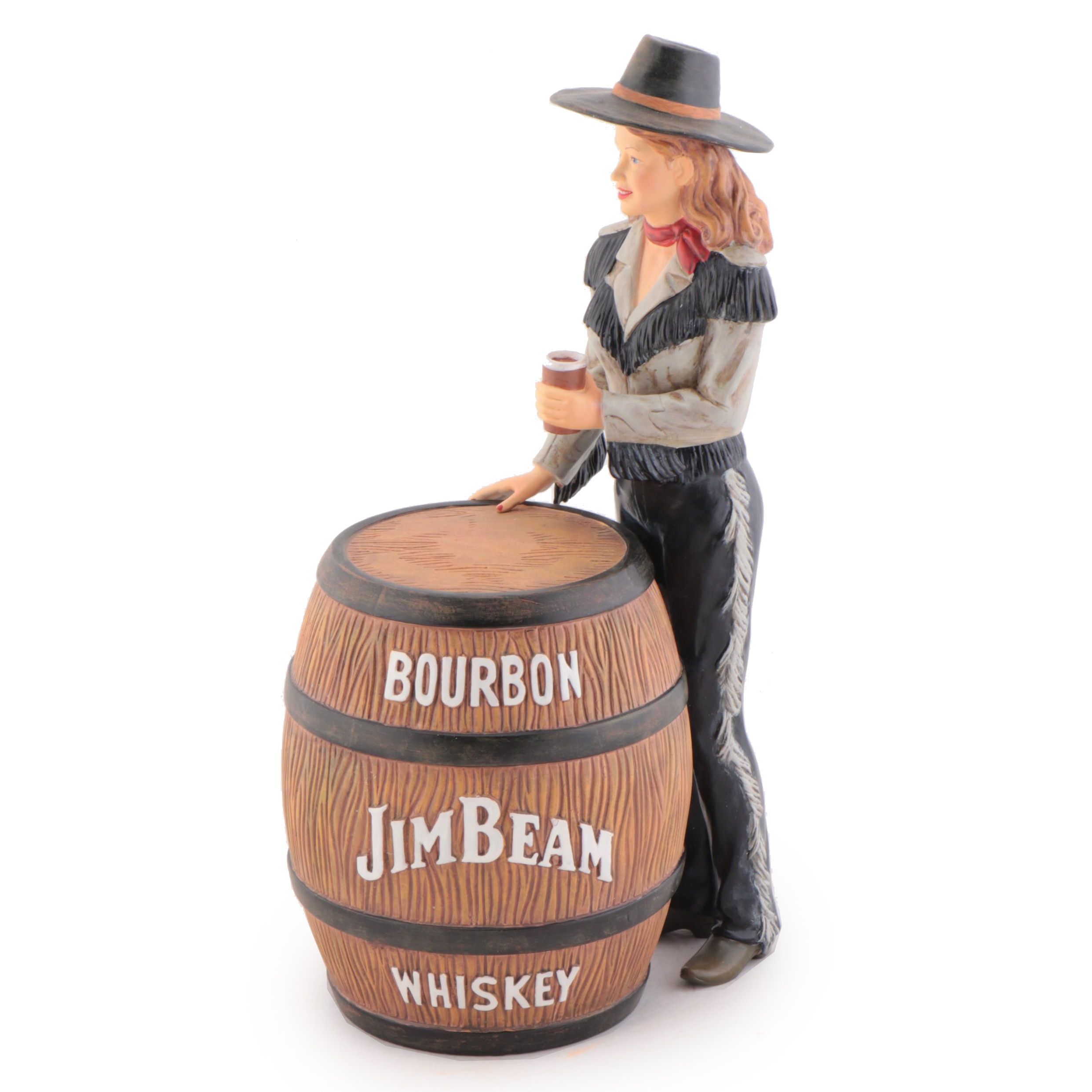 Signed Jim Beam Figural Ceramic Bourbon Whiskey Sample Decanter