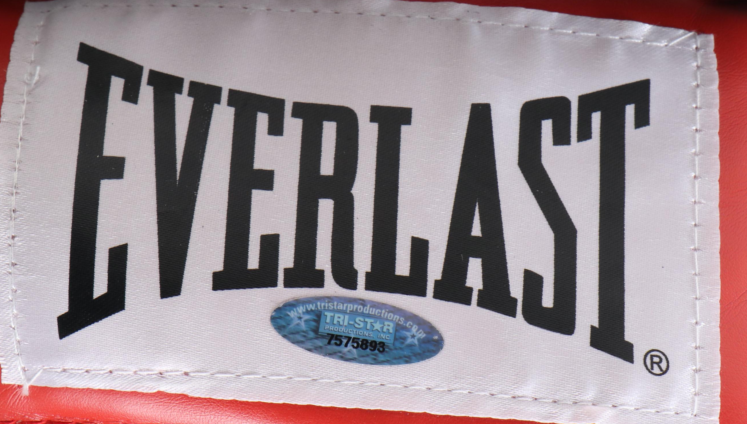 Tyson and Frazier Signed Boxing Gloves with Powell and Biggs Signed Promo Poster