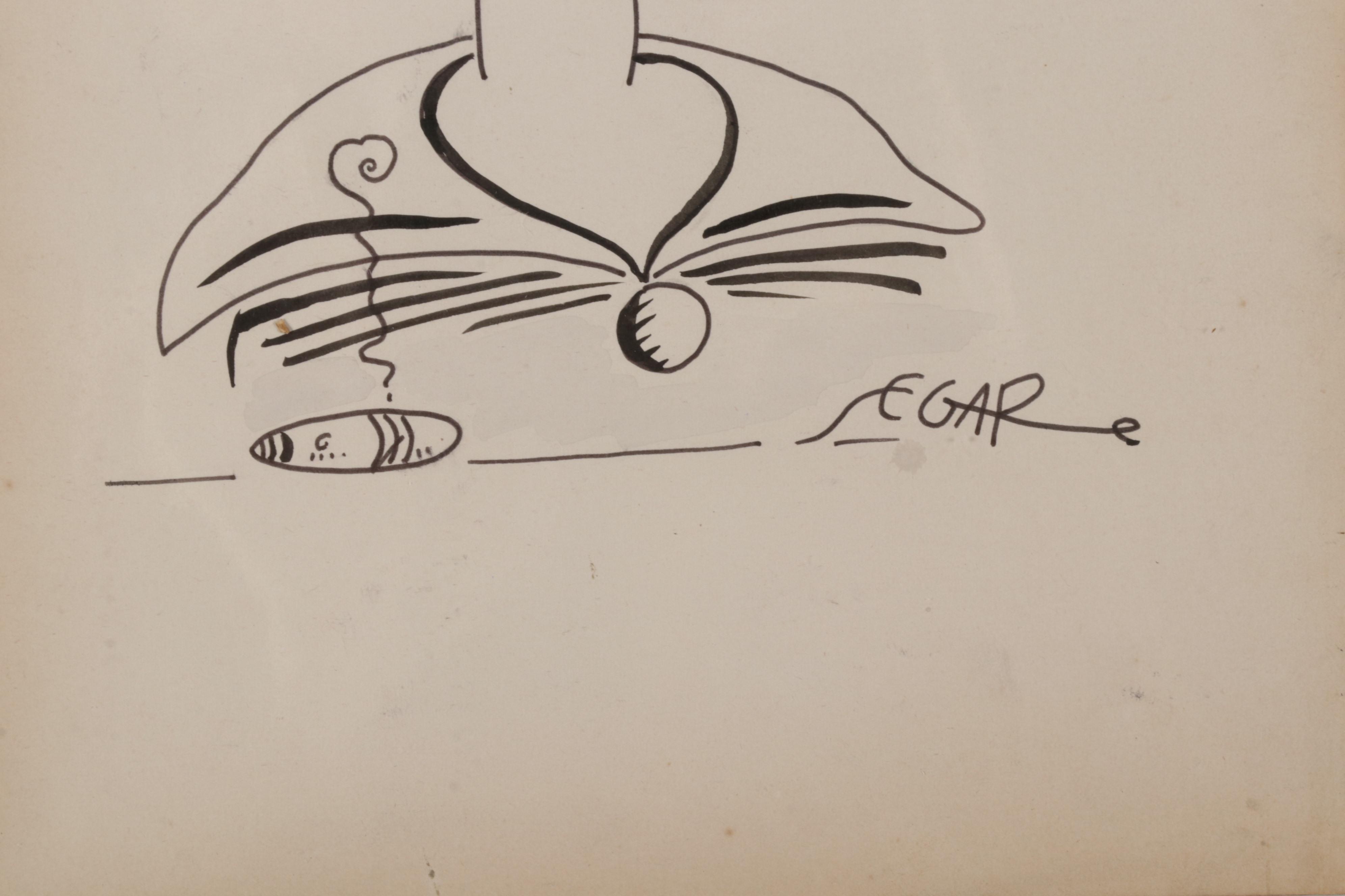 Elzie Crisler Segar Ink Drawing of Popeye Sketch, Early-Mid 20th Century