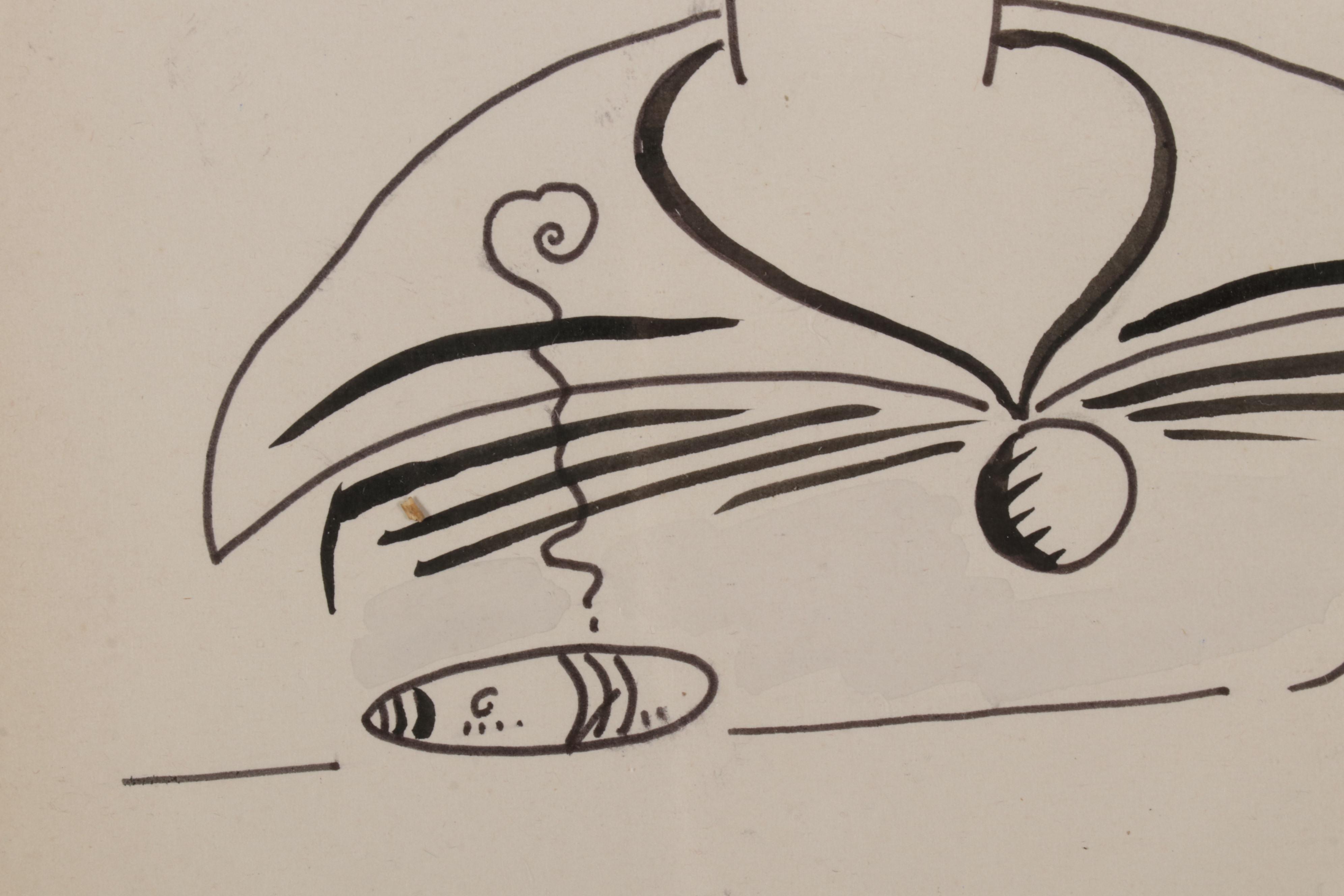 Elzie Crisler Segar Ink Drawing of Popeye Sketch, Early-Mid 20th Century