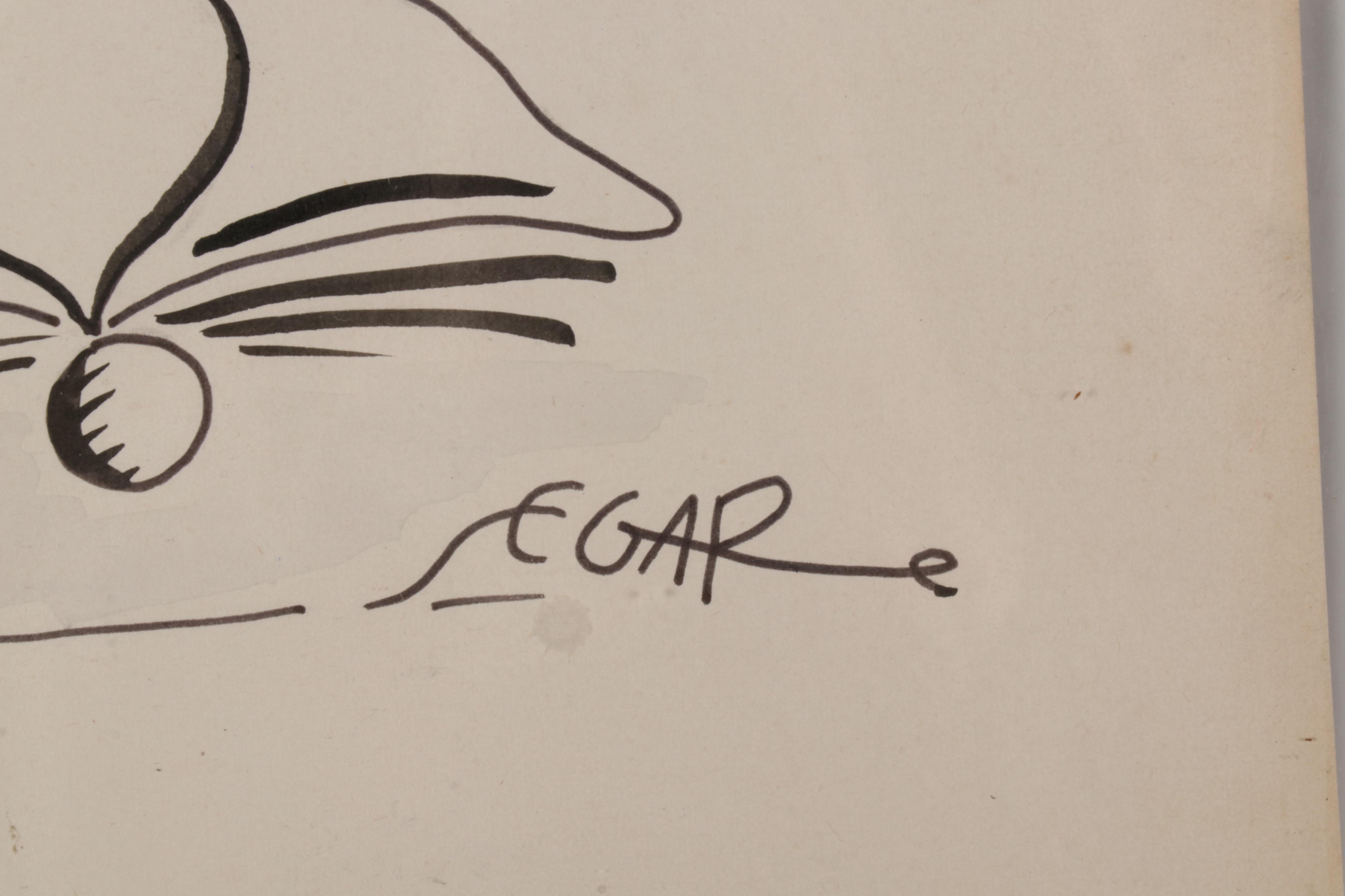 Elzie Crisler Segar Ink Drawing of Popeye Sketch, Early-Mid 20th Century