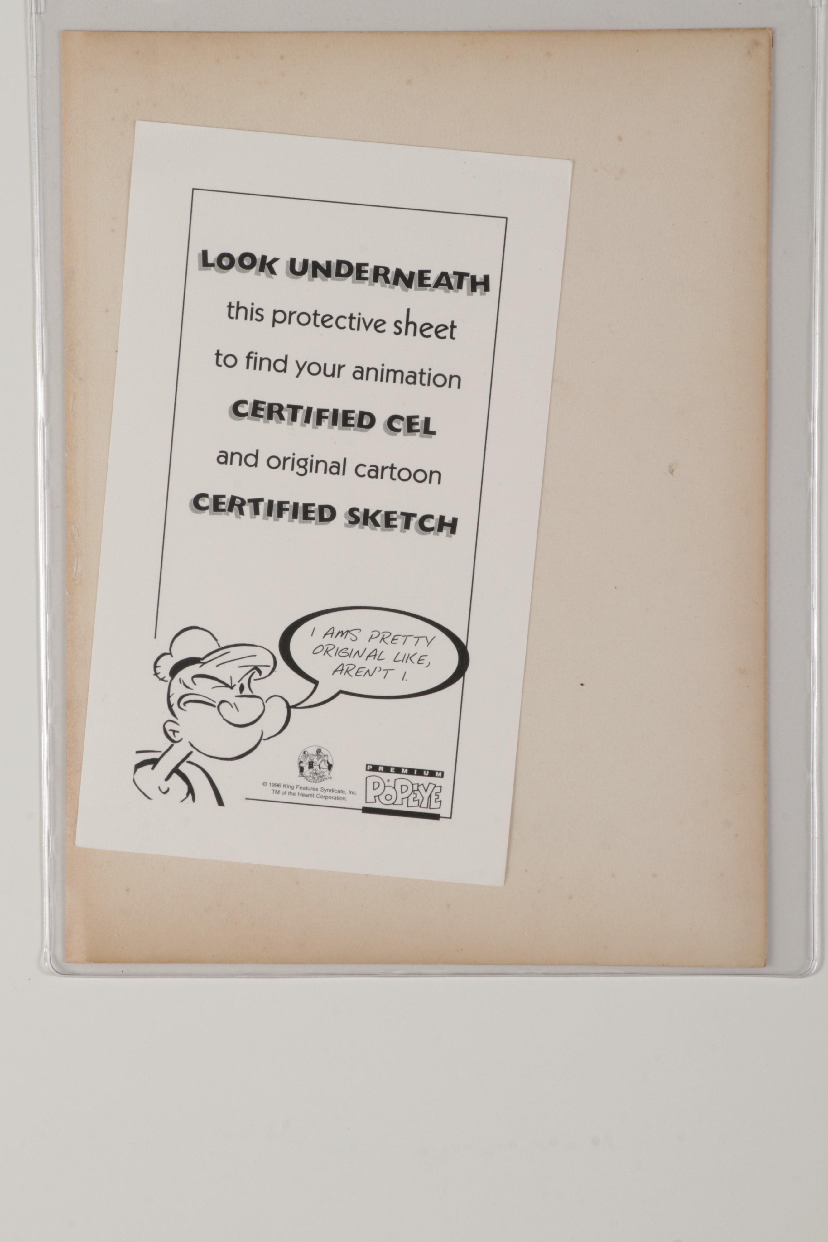 Elzie Crisler Segar Ink Drawing of Popeye Sketch, Early-Mid 20th Century