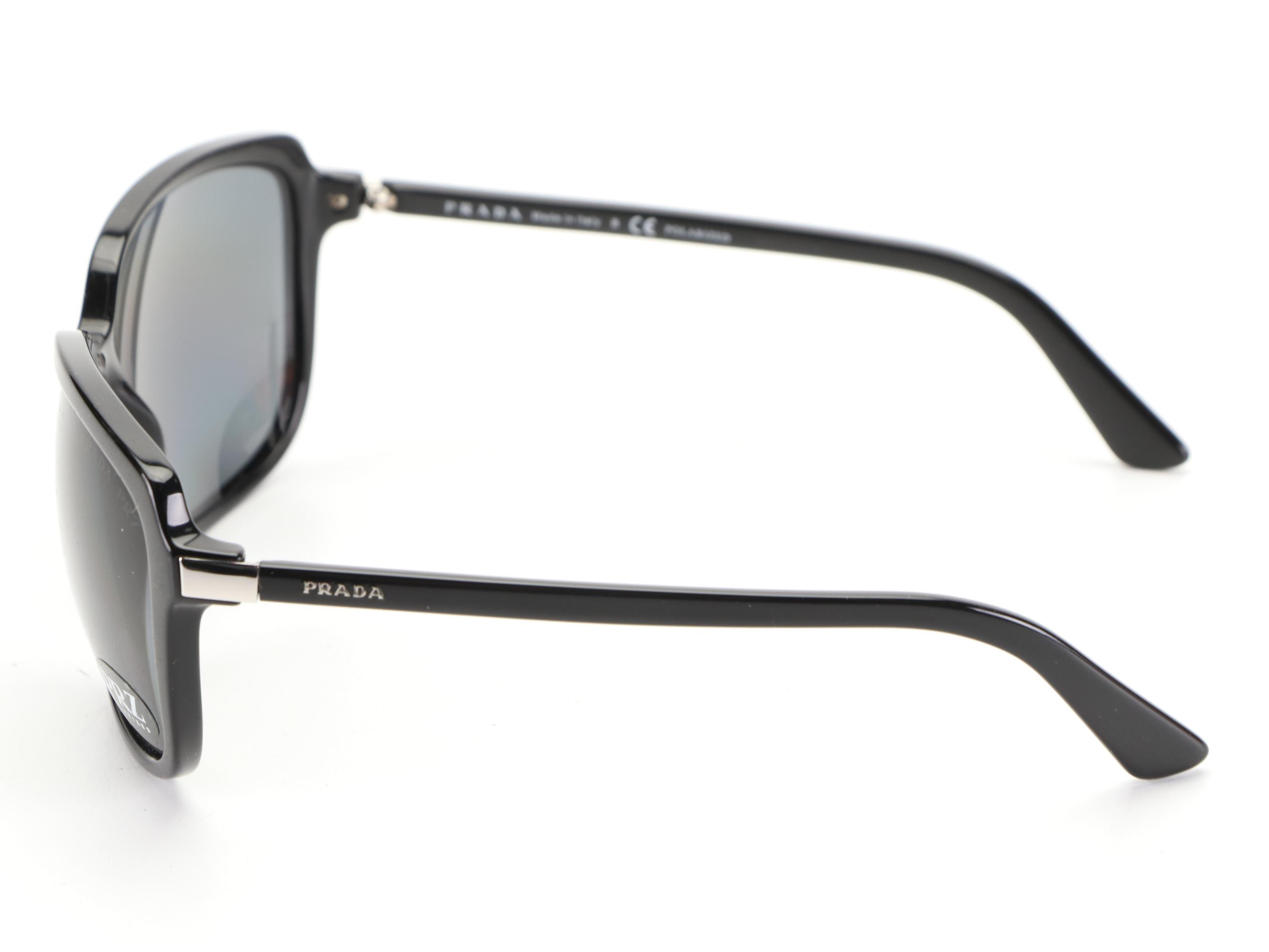 Prada SPR10V Polarized Sunglasses in Black with Case