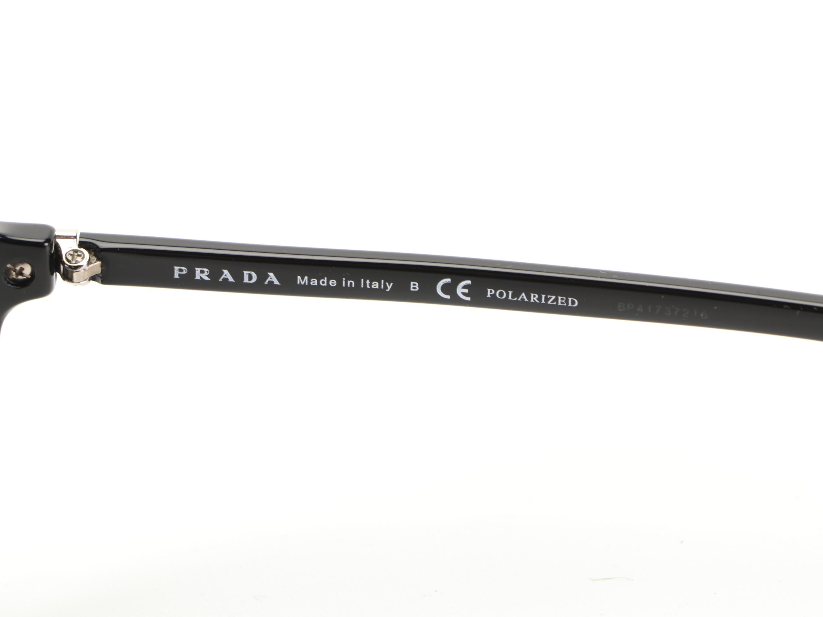 Prada SPR10V Polarized Sunglasses in Black with Case