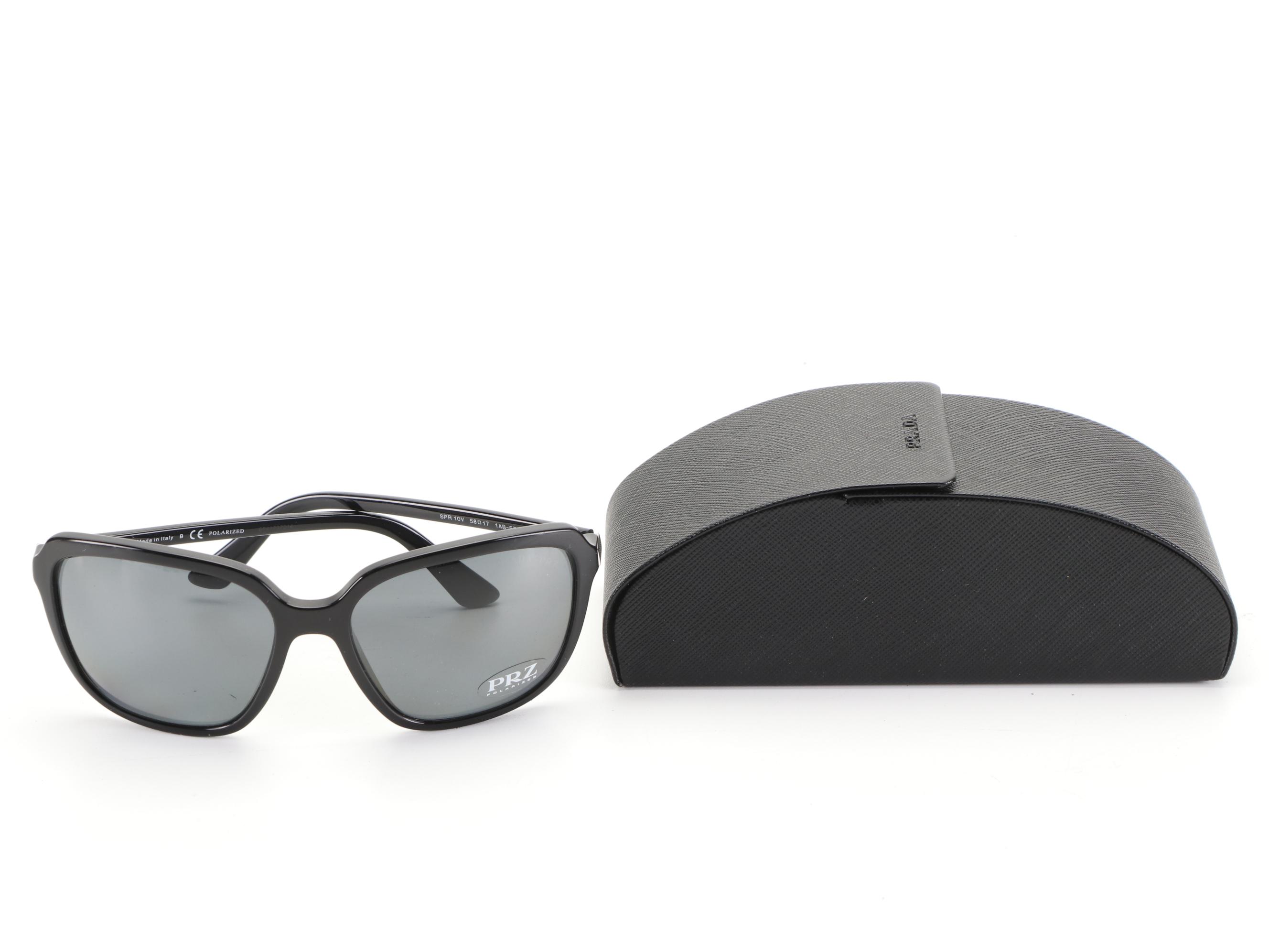 Prada SPR10V Polarized Sunglasses in Black with Case
