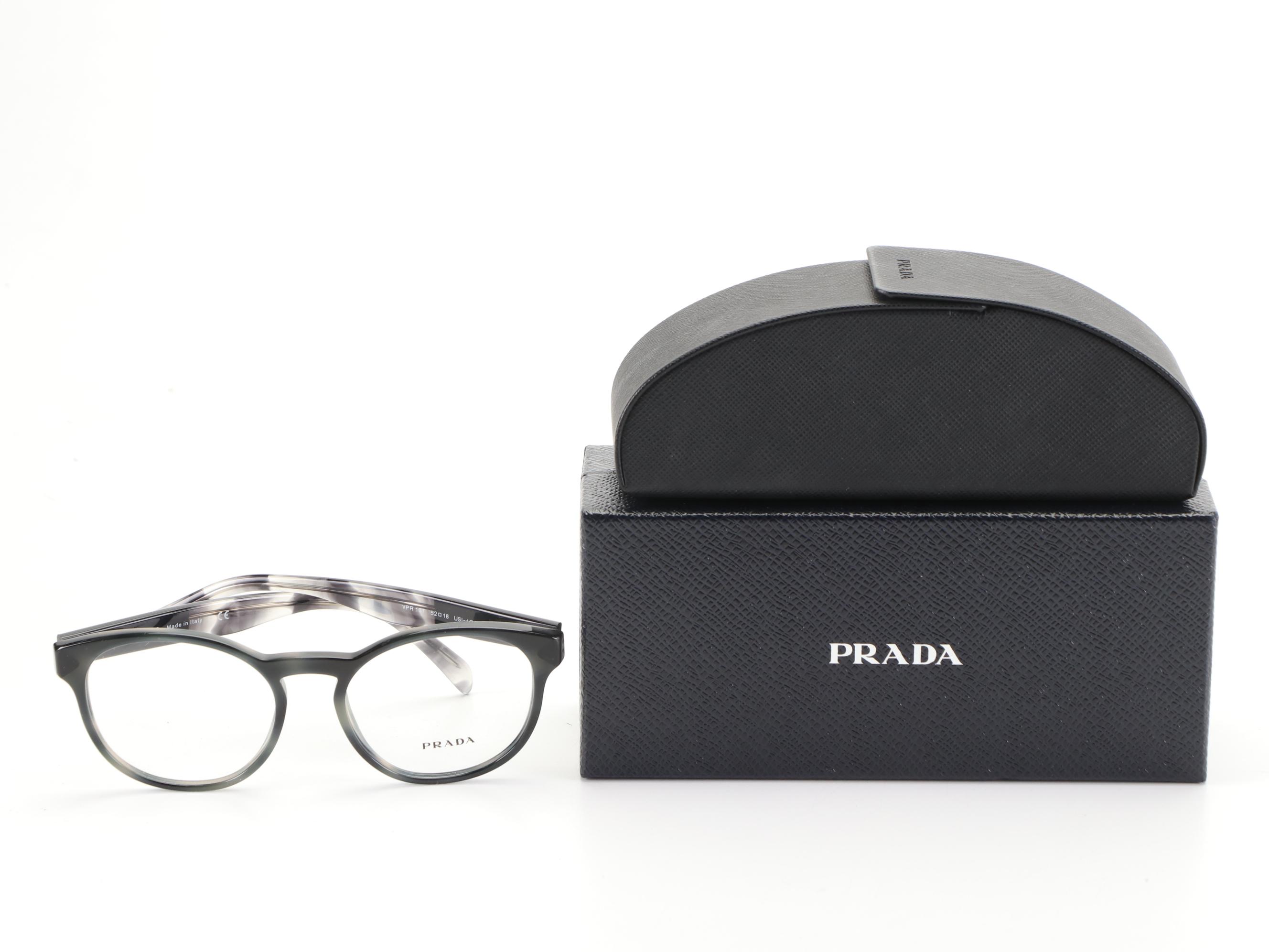 Prada SPR16T Eyeglasses in Grey Havana with Case