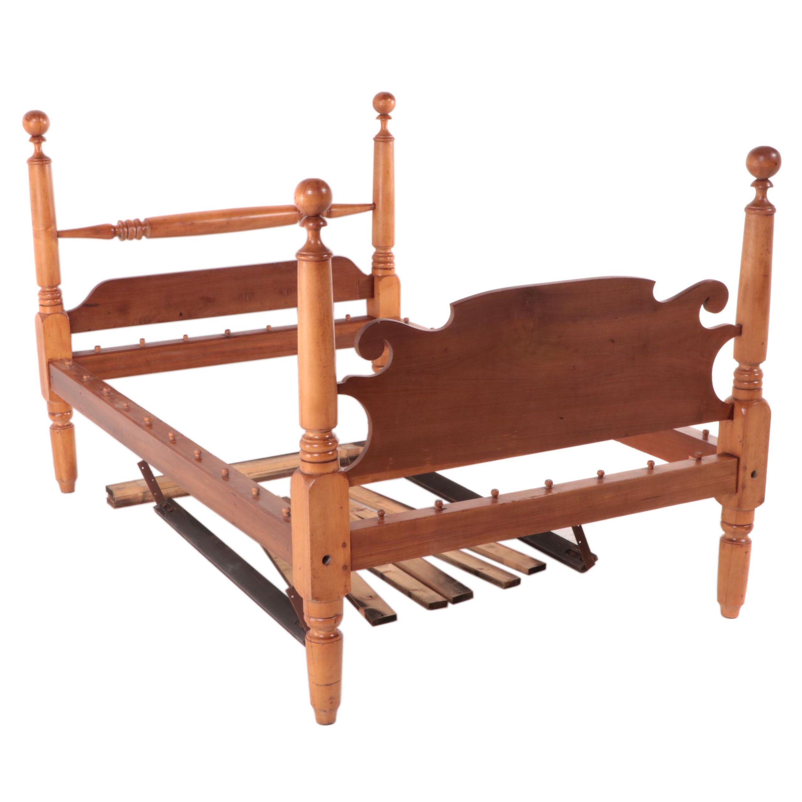Late Federal Maple Rope Bed in 3/4 Size, Early to Mid-19th Century