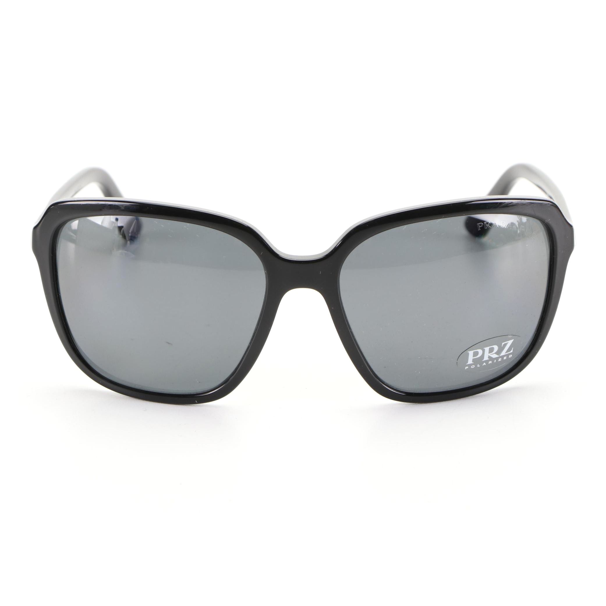 Prada SPR10V Polarized Sunglasses in Black with Case