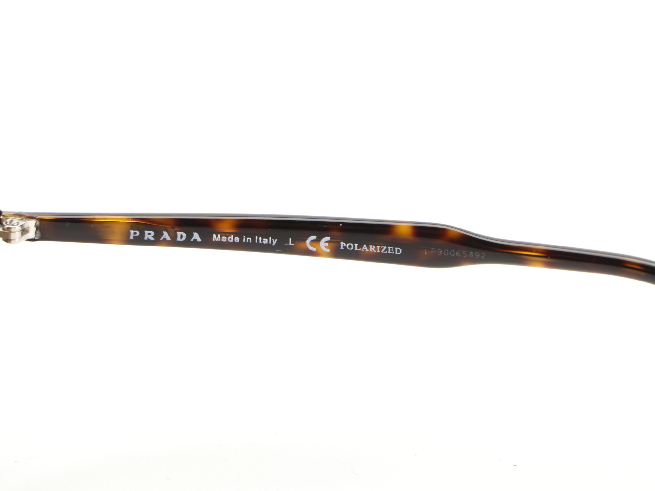 Prada SPR05X Polarized Sunglasses in Havana with Case and Box