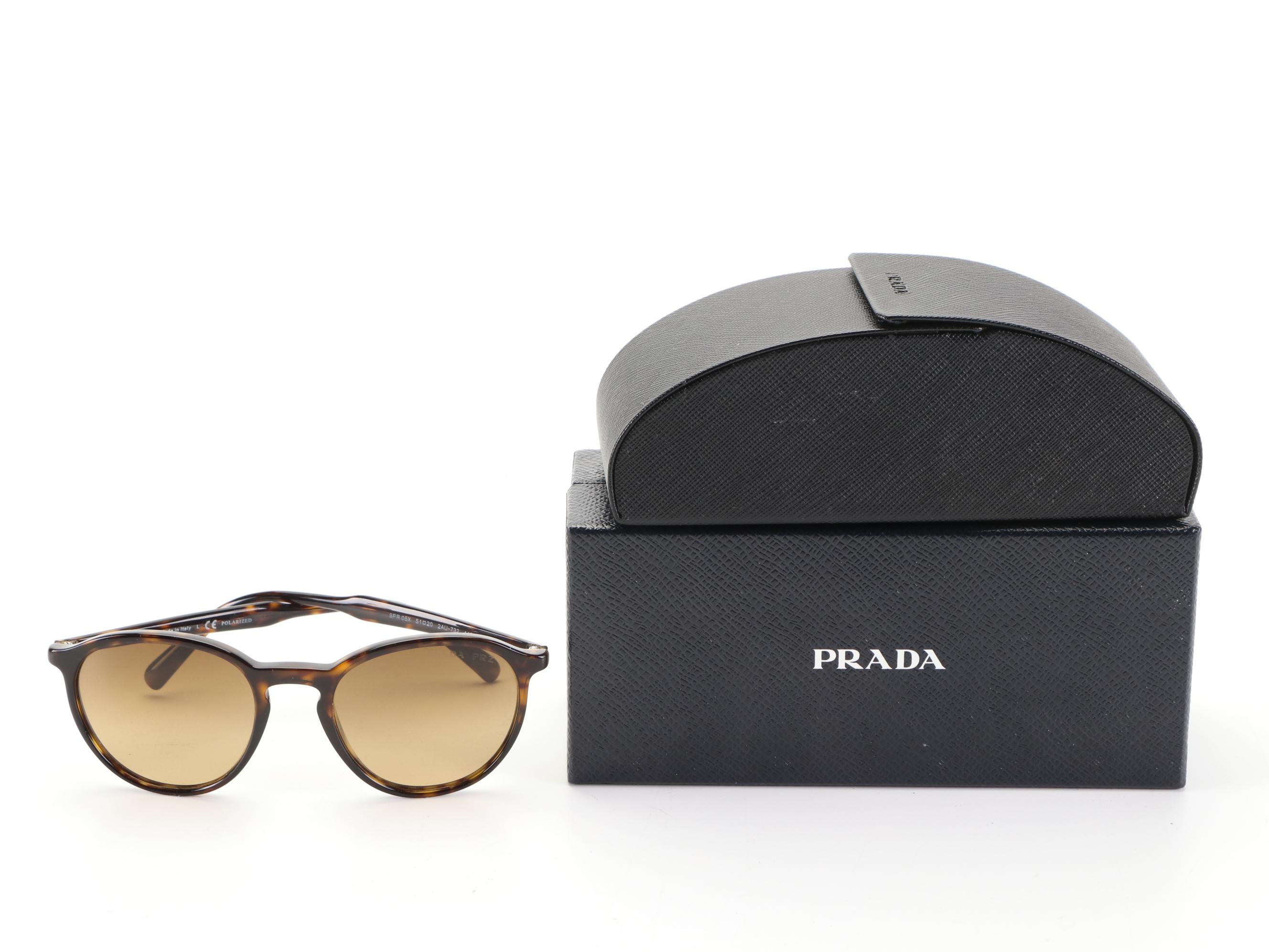Prada SPR05X Polarized Sunglasses in Havana with Case and Box