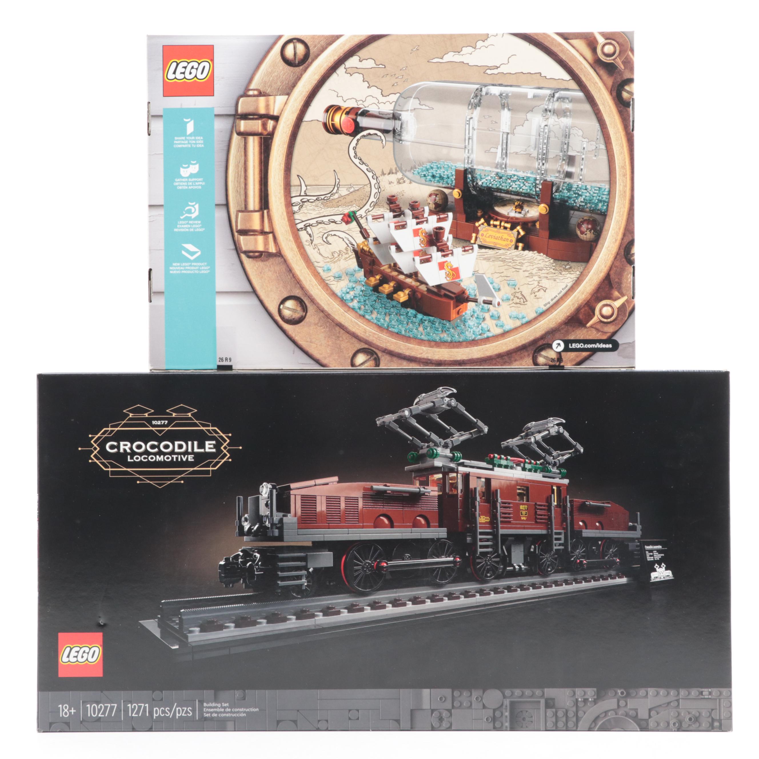 LEGO Crocodile Locomotive, Ship in a Bottle, Minifigures and More Toy Sets