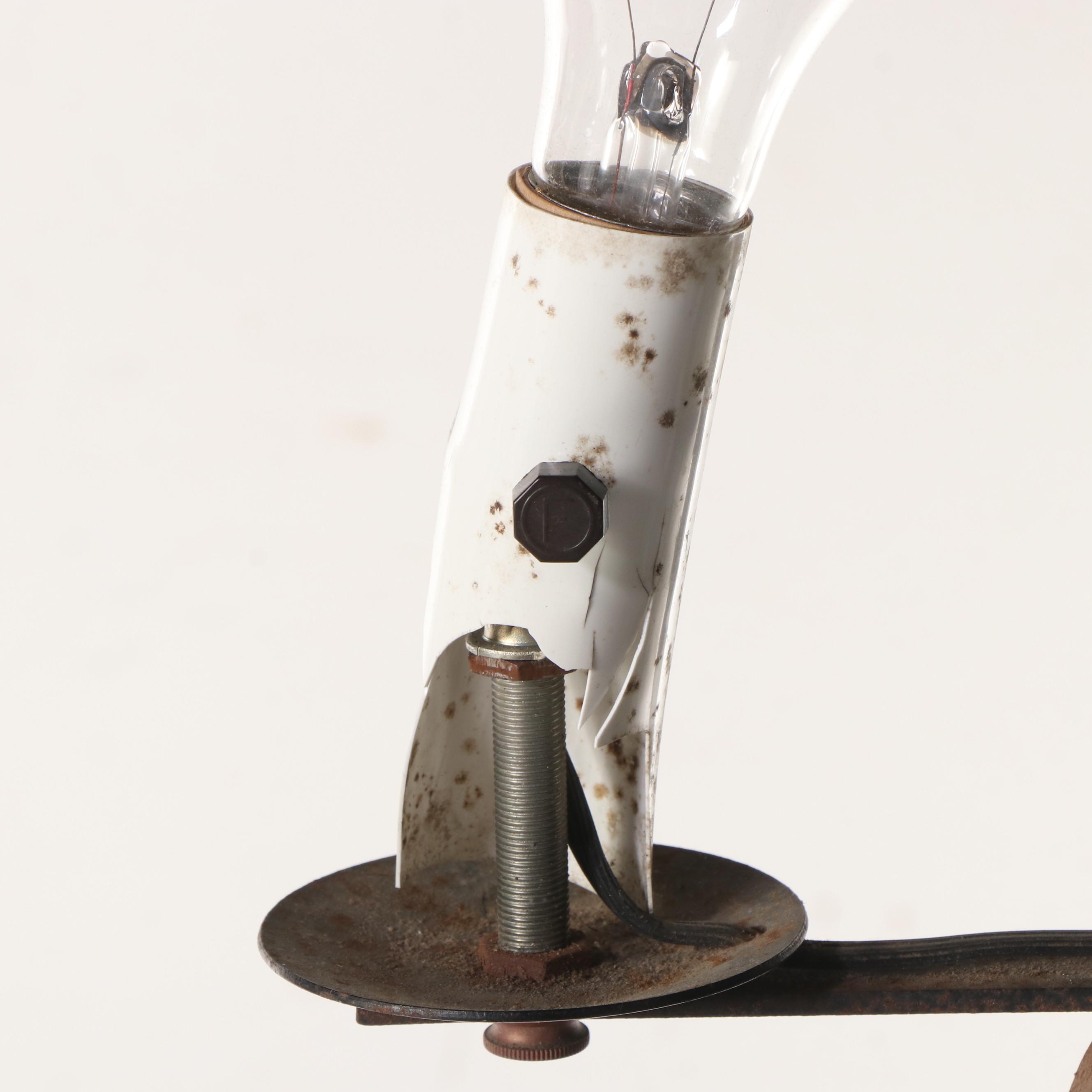 Two Colonial Style Wrought Iron Floor Lamps