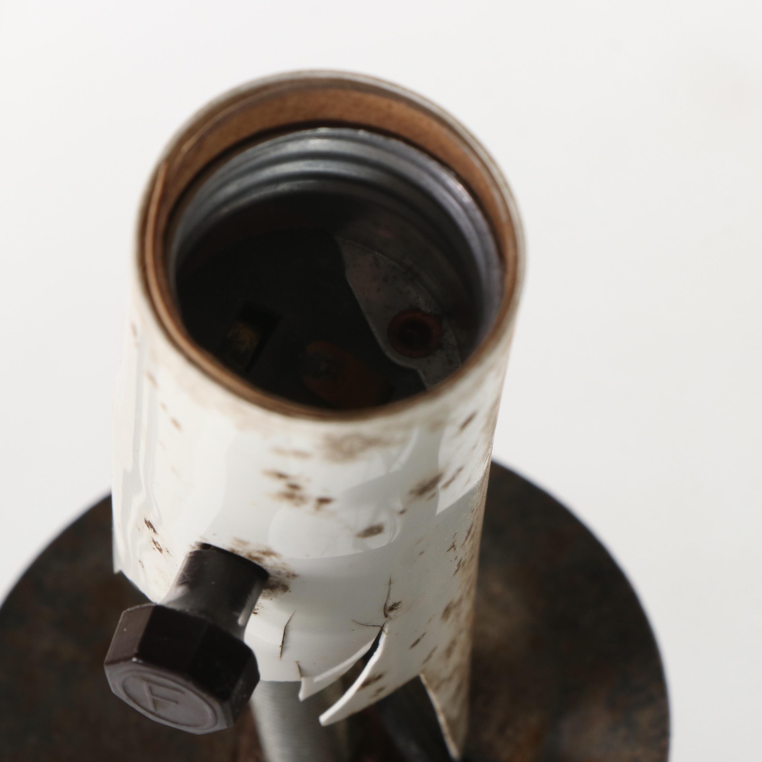 Two Colonial Style Wrought Iron Floor Lamps