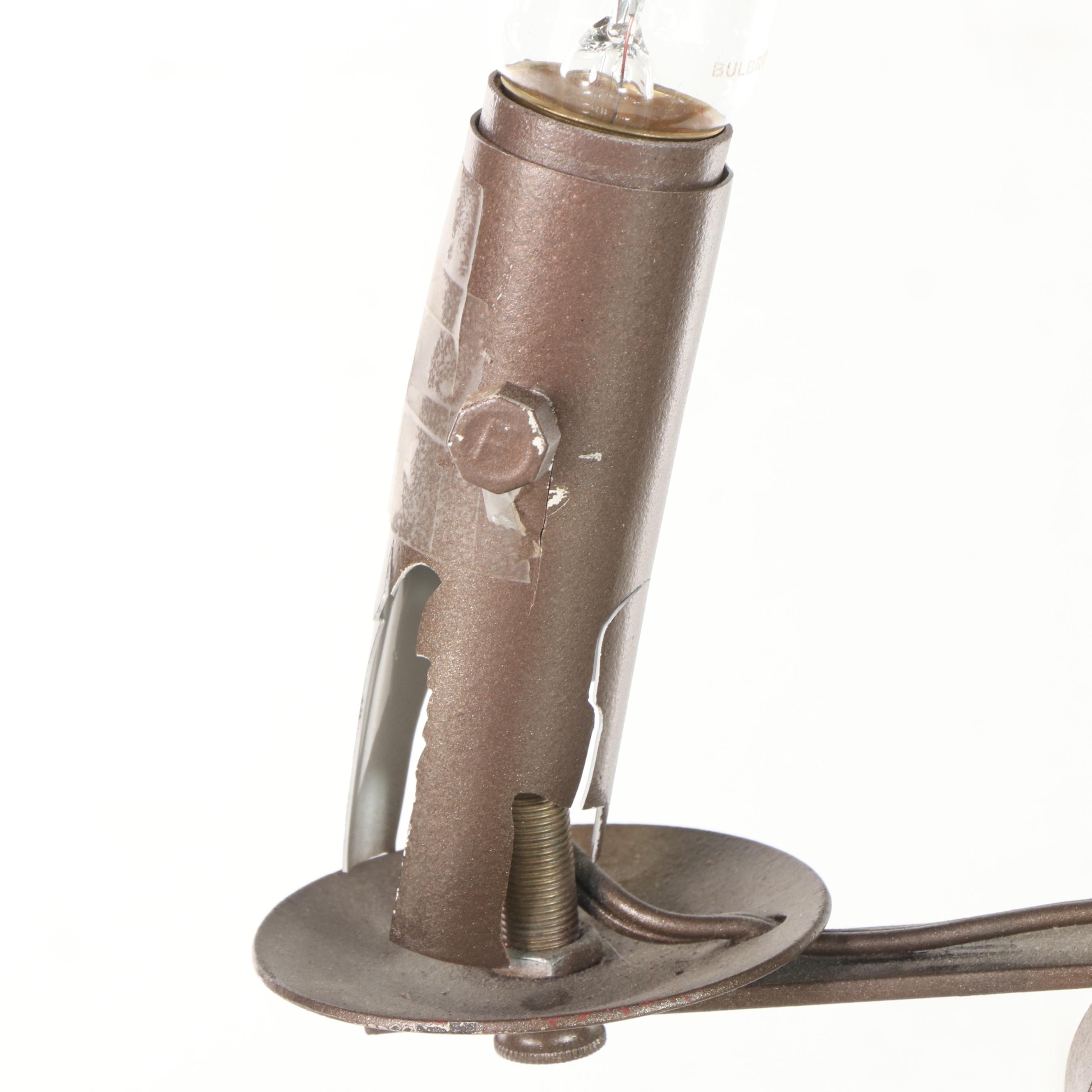 Two Colonial Style Wrought Iron Floor Lamps