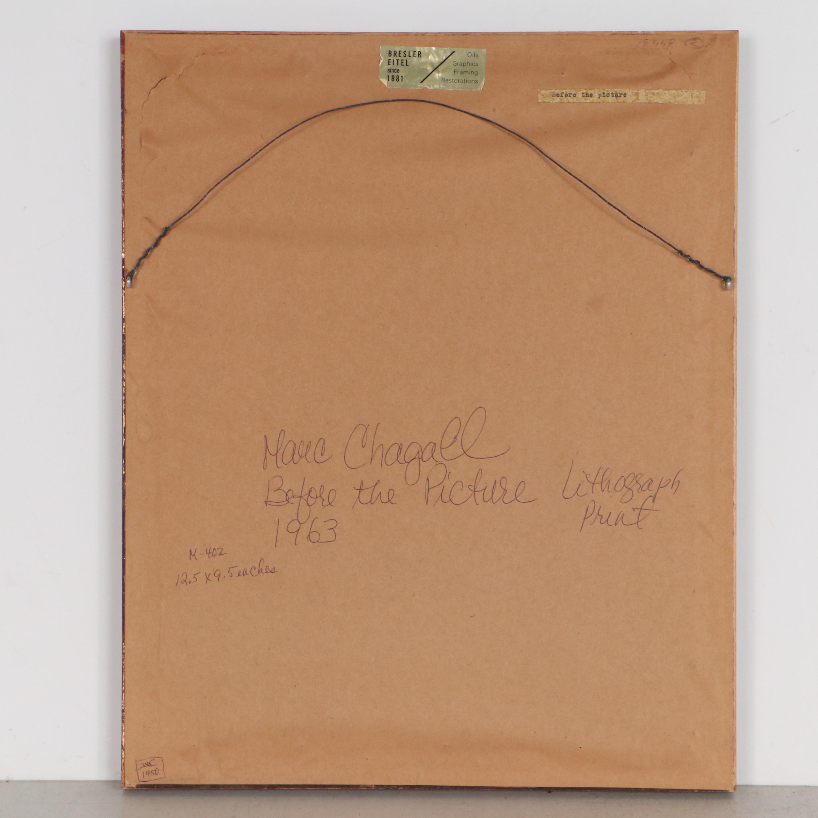 Marc Chagall Lithograph "Devant le Tableau," 1963