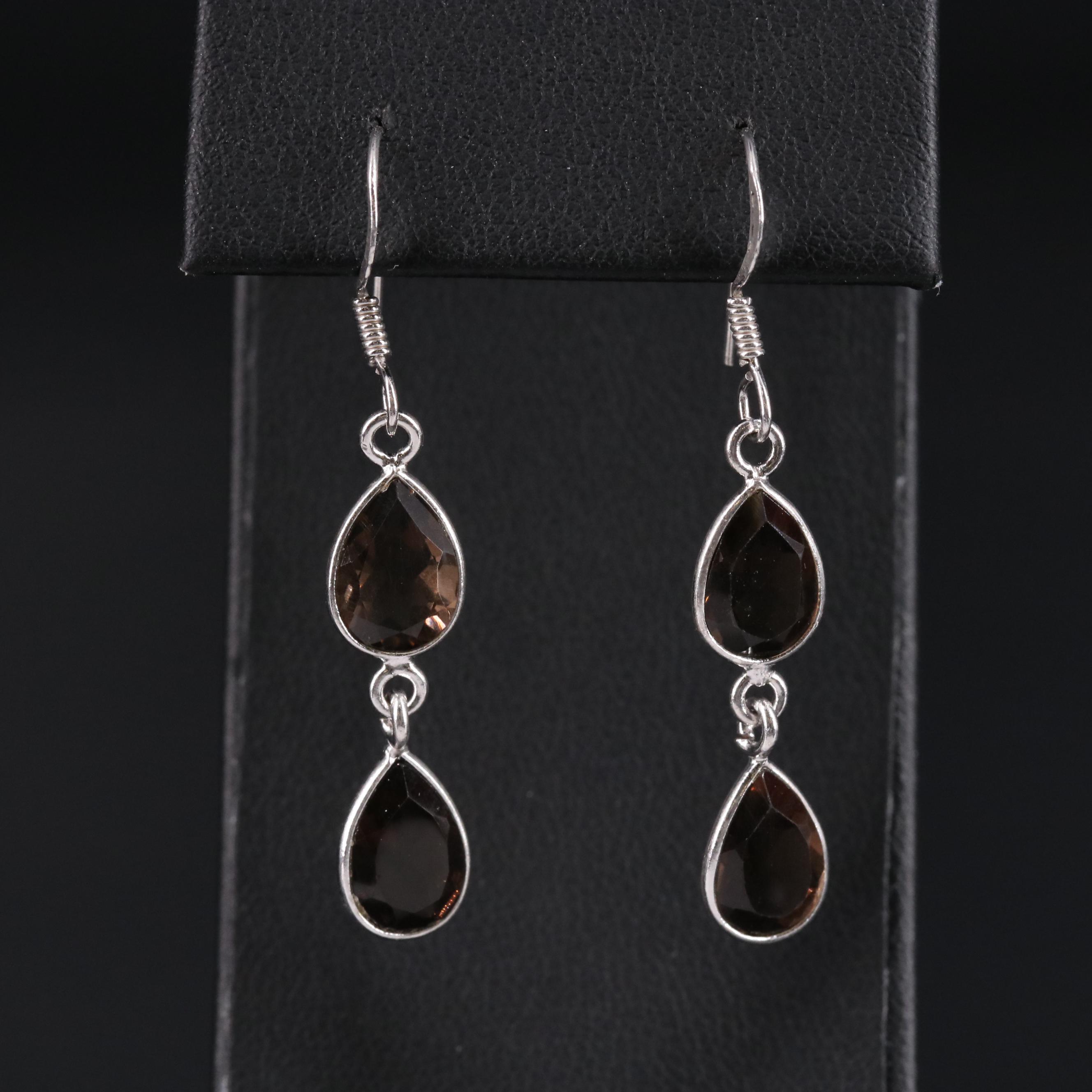 Sterling Silver Gemstone Drop Earrings