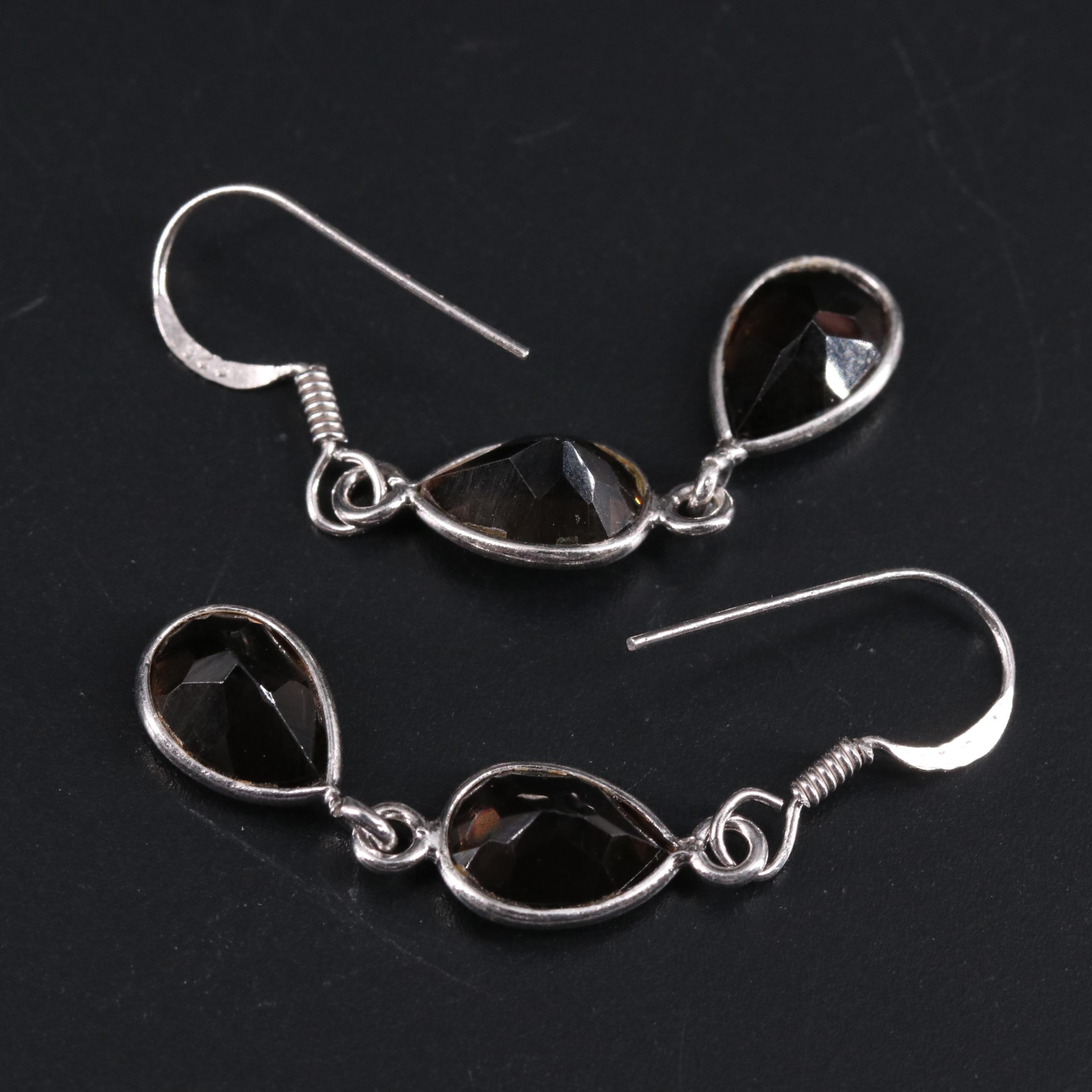 Sterling Silver Gemstone Drop Earrings