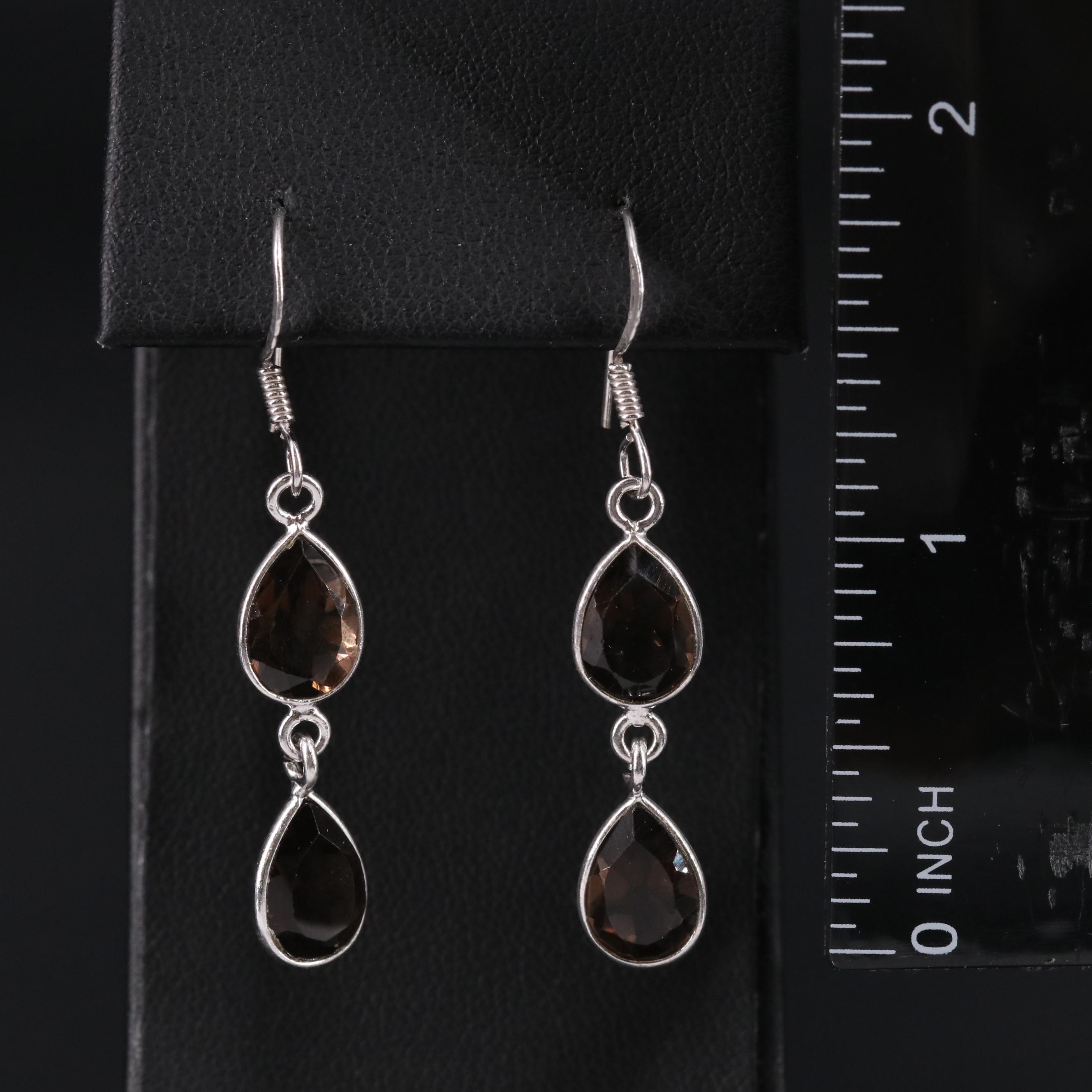 Sterling Silver Gemstone Drop Earrings