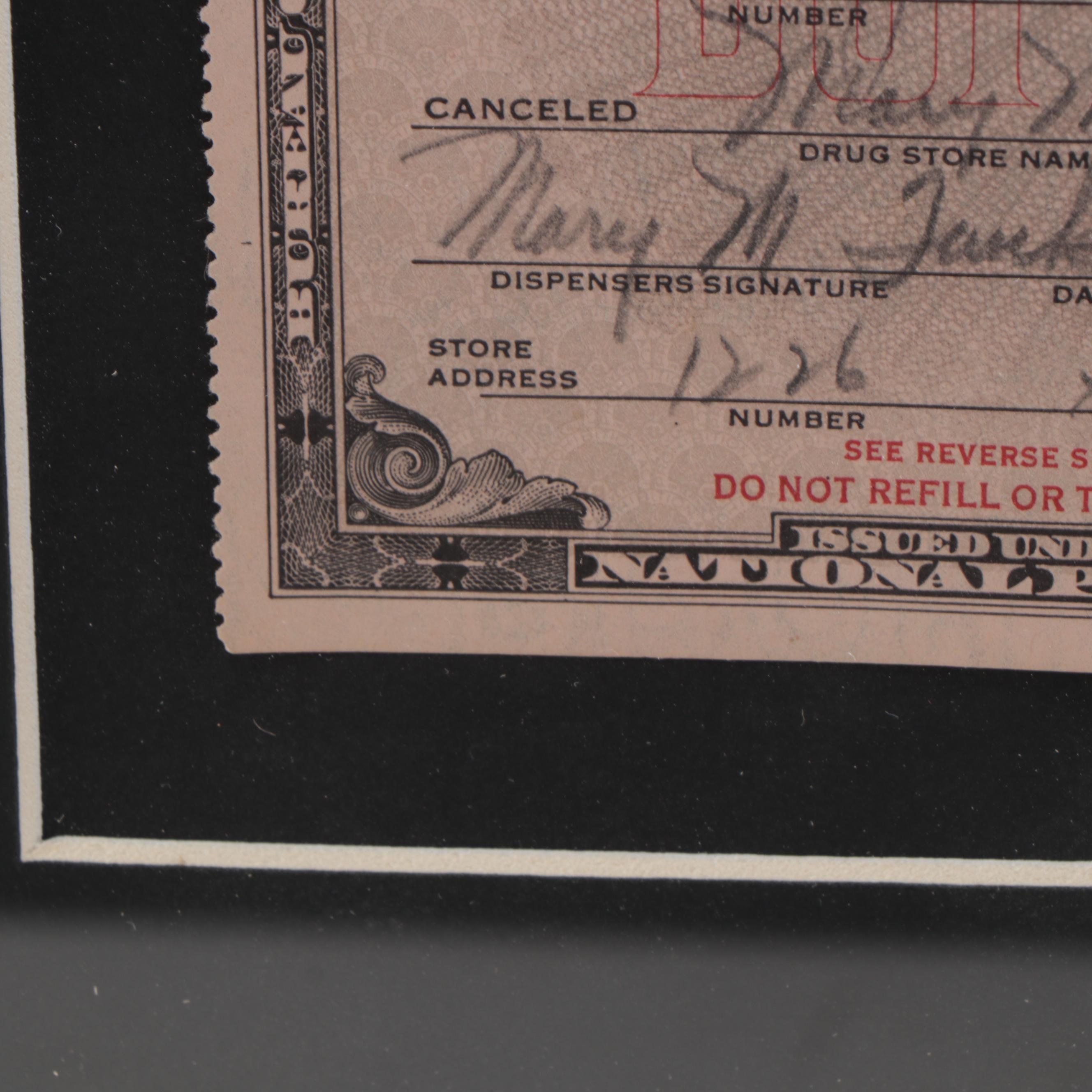 National Prohibition Act Medicinal Liquor Prescription Form, 1928