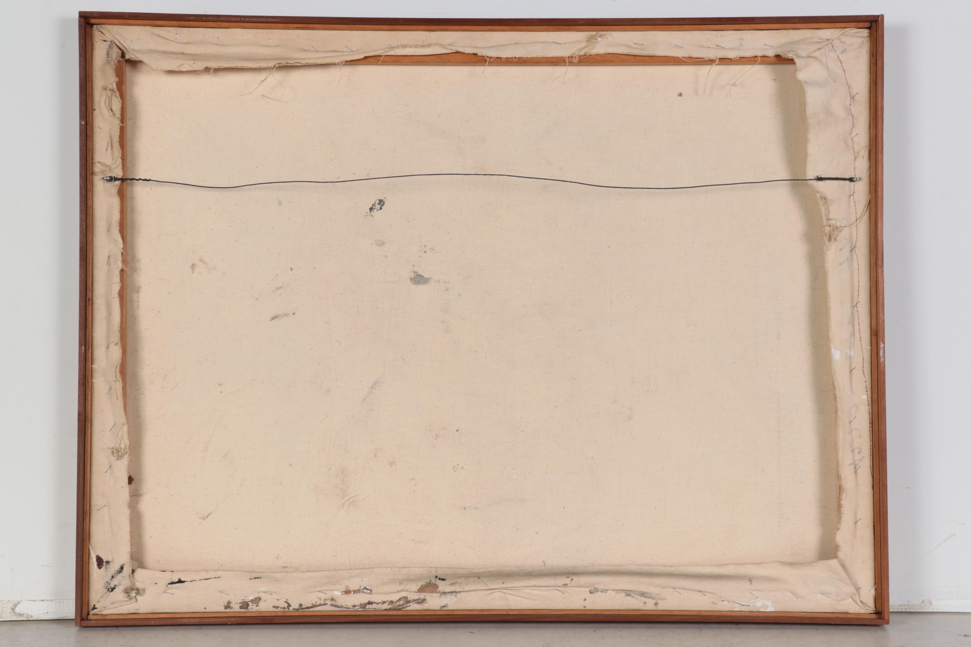 Gino Hollander Abstract Figural Mixed Media Painting, 1968