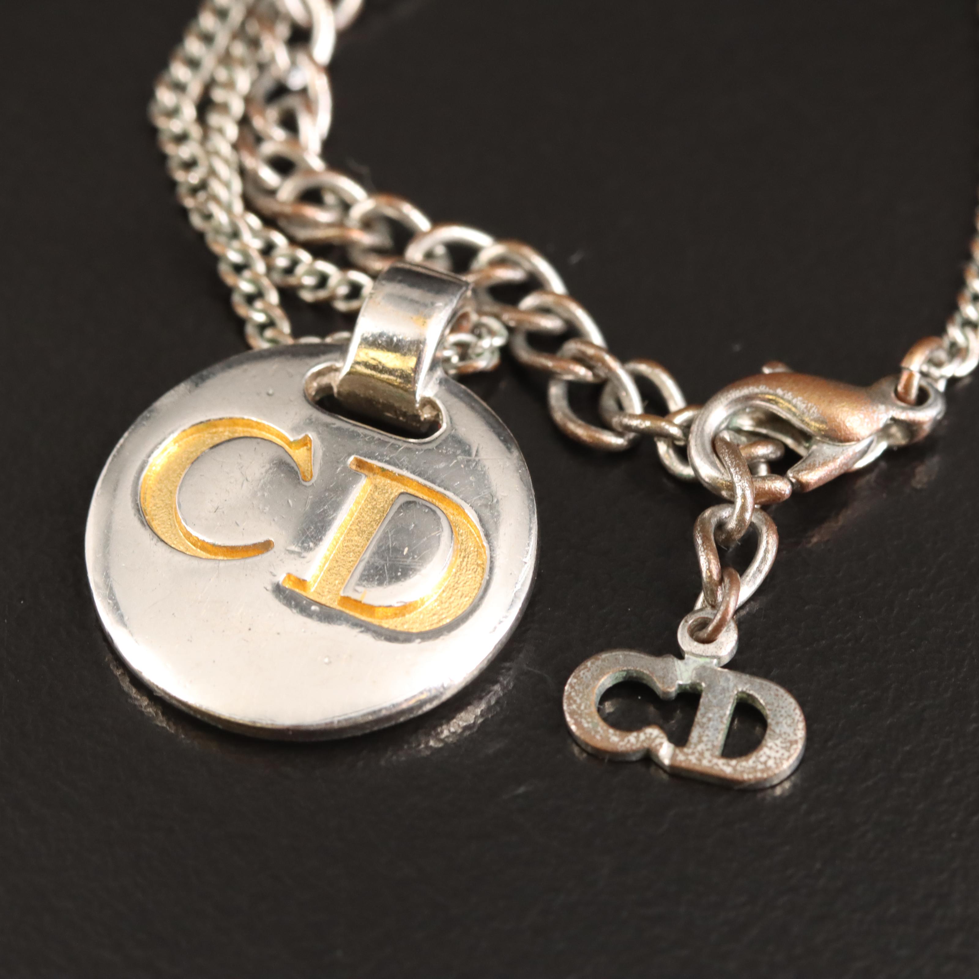 Christian Dior Reversible Logo Pendant Necklace
