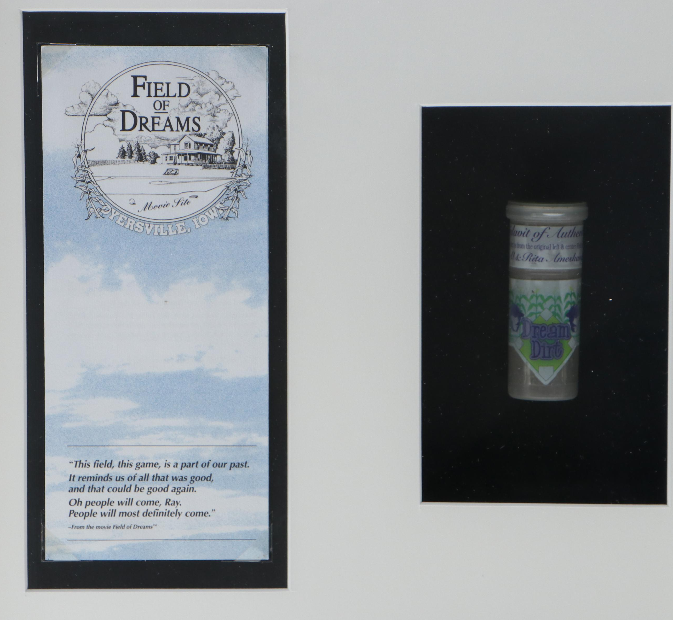 Field Of Dreams Memorabilia in Display Case, Rawlings Commemorative Baseball