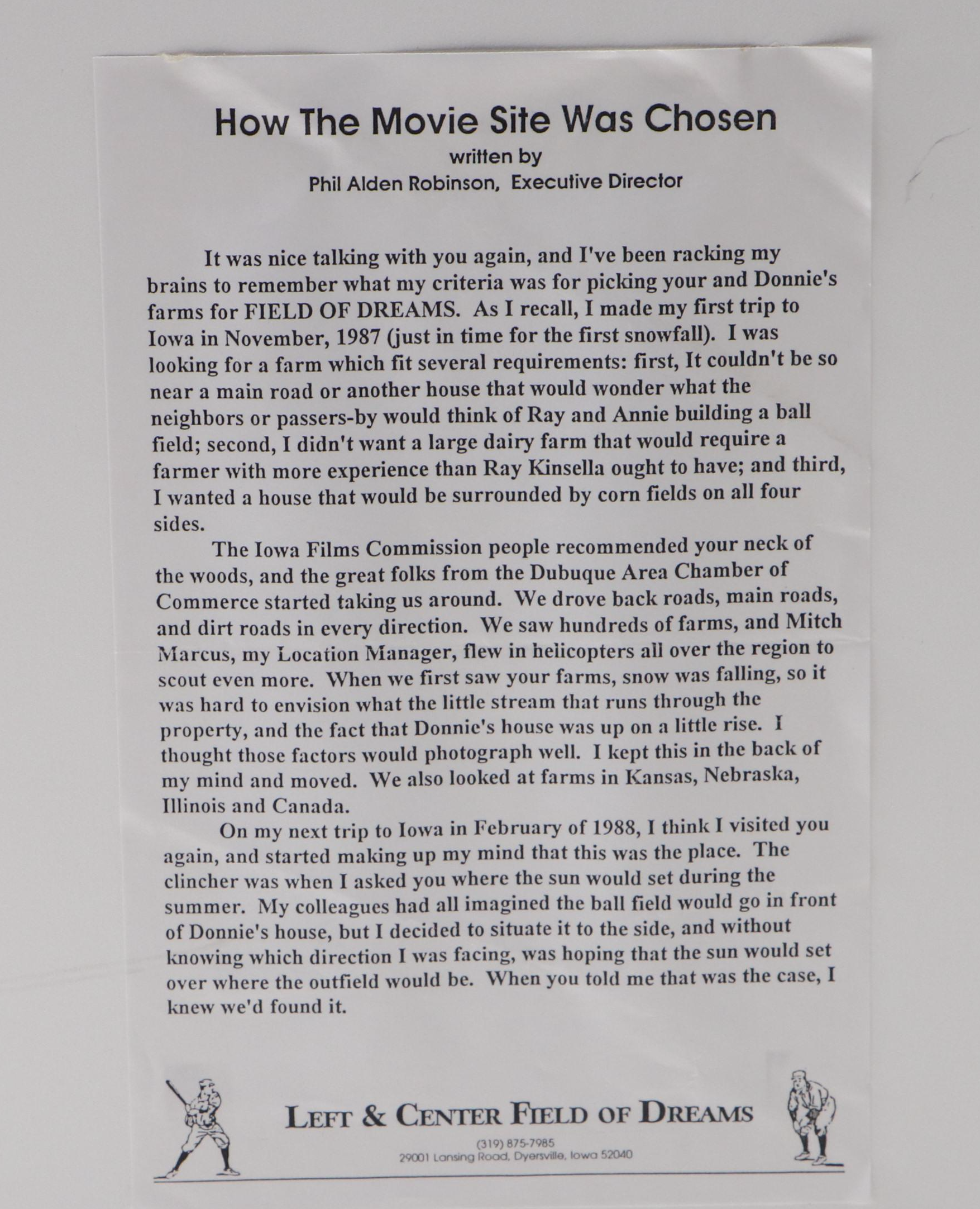 Field Of Dreams Memorabilia in Display Case, Rawlings Commemorative Baseball