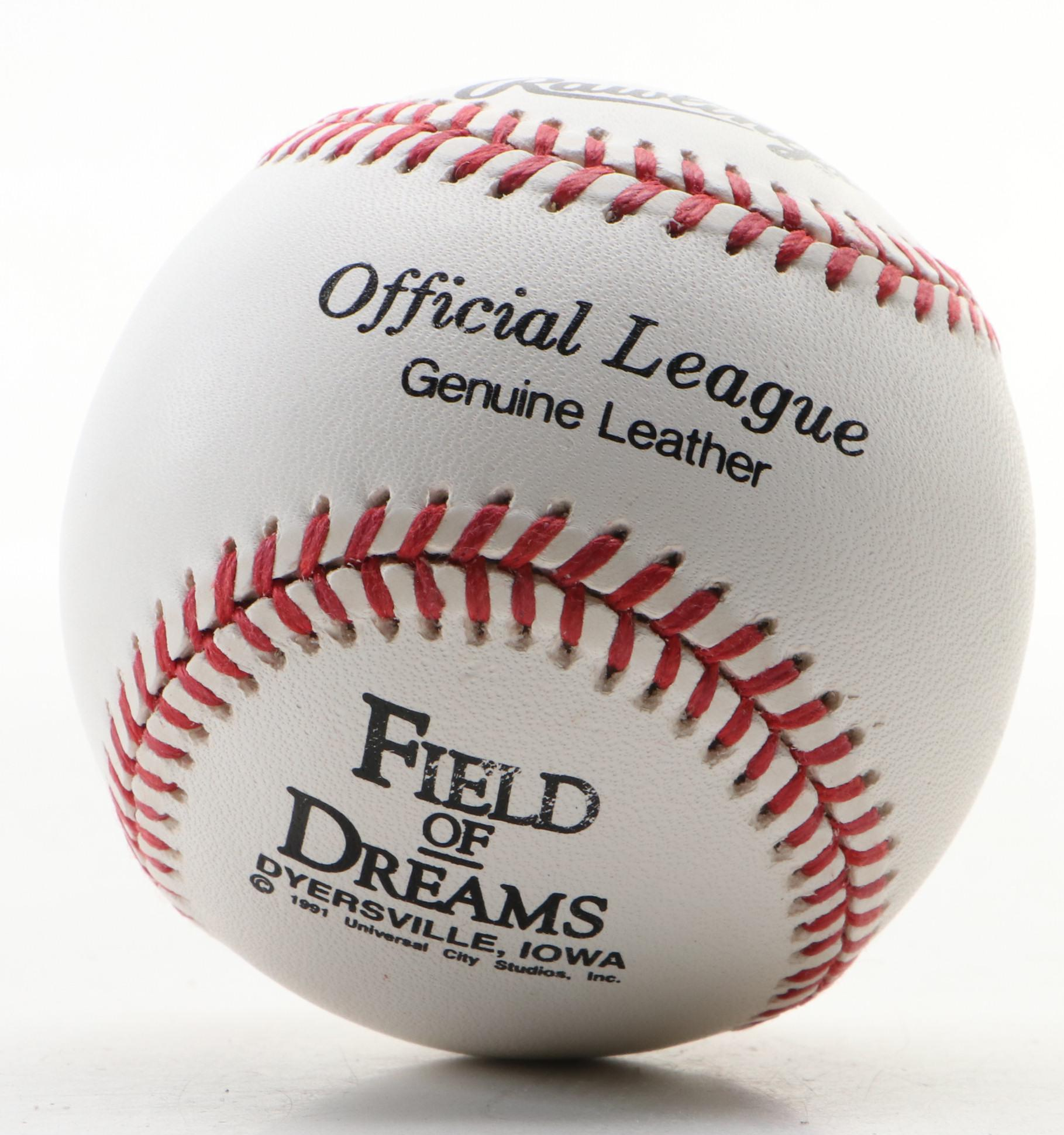Field Of Dreams Memorabilia in Display Case, Rawlings Commemorative Baseball