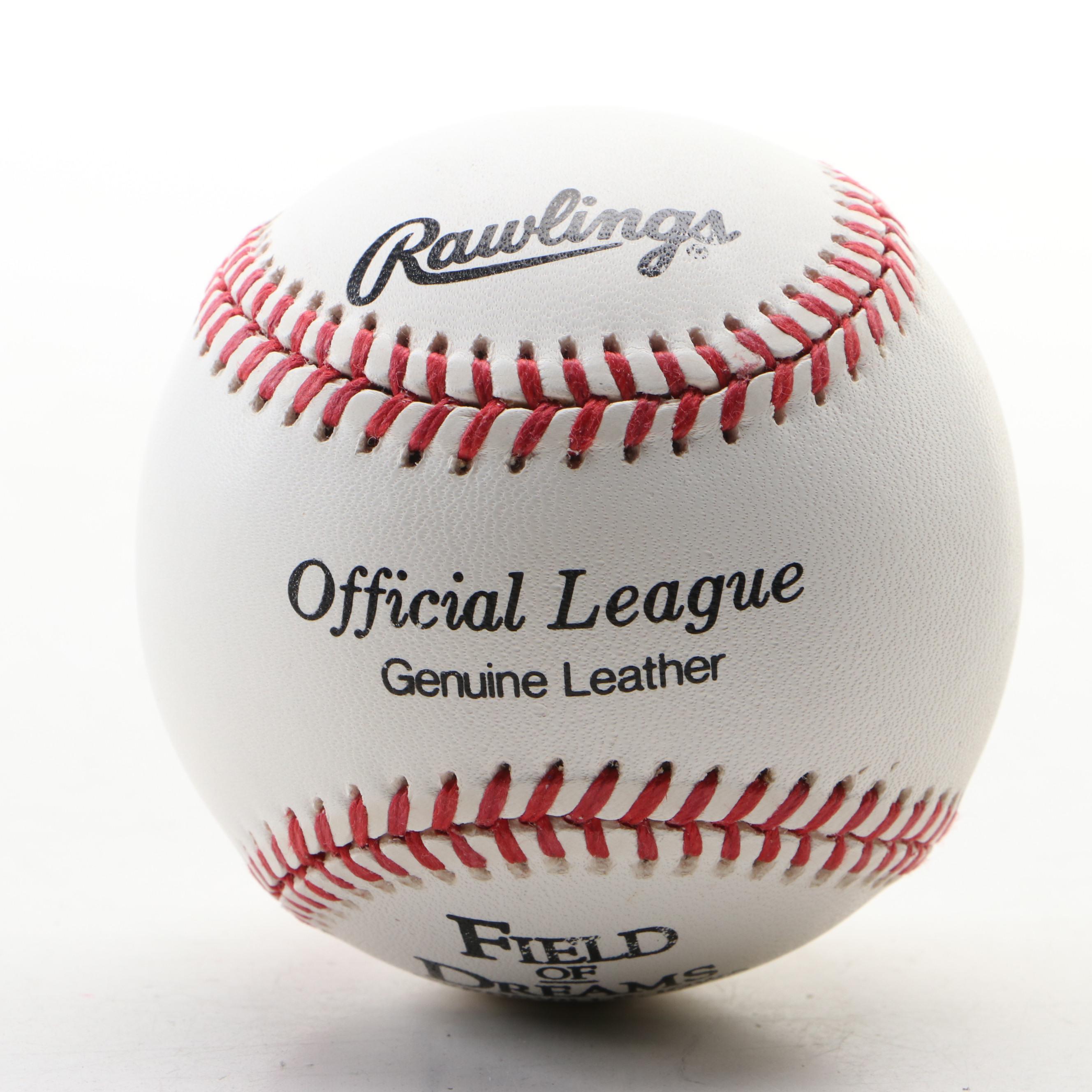 Field Of Dreams Memorabilia in Display Case, Rawlings Commemorative Baseball