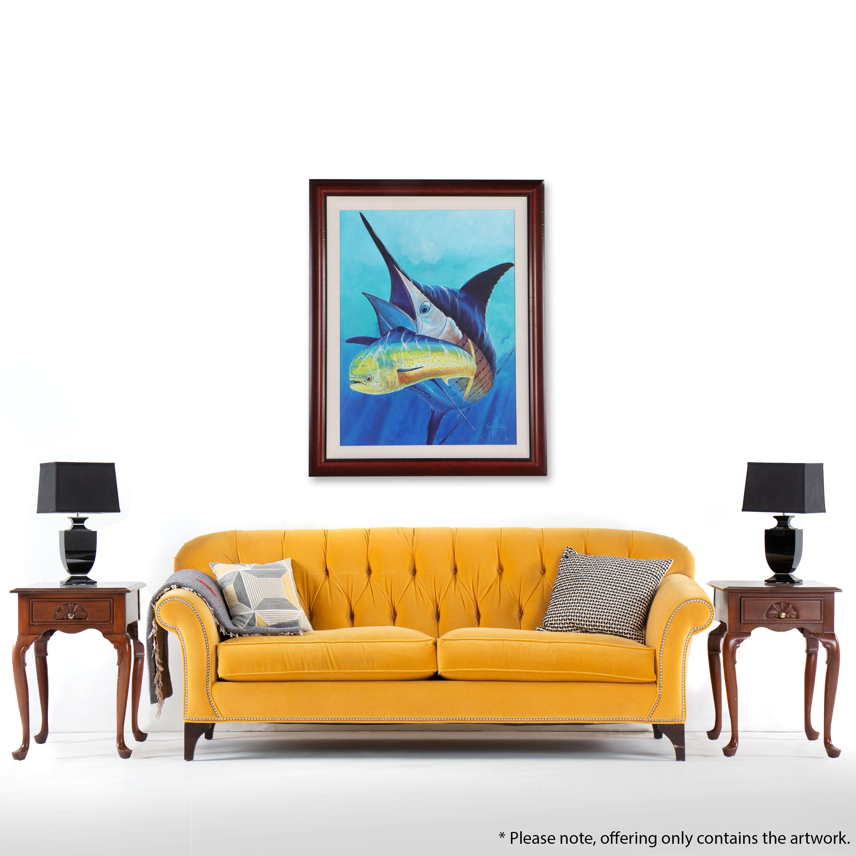 Guy Harvey Large-Scale Acrylic Painting of Swordfish and Mahi-Mahi, 2007
