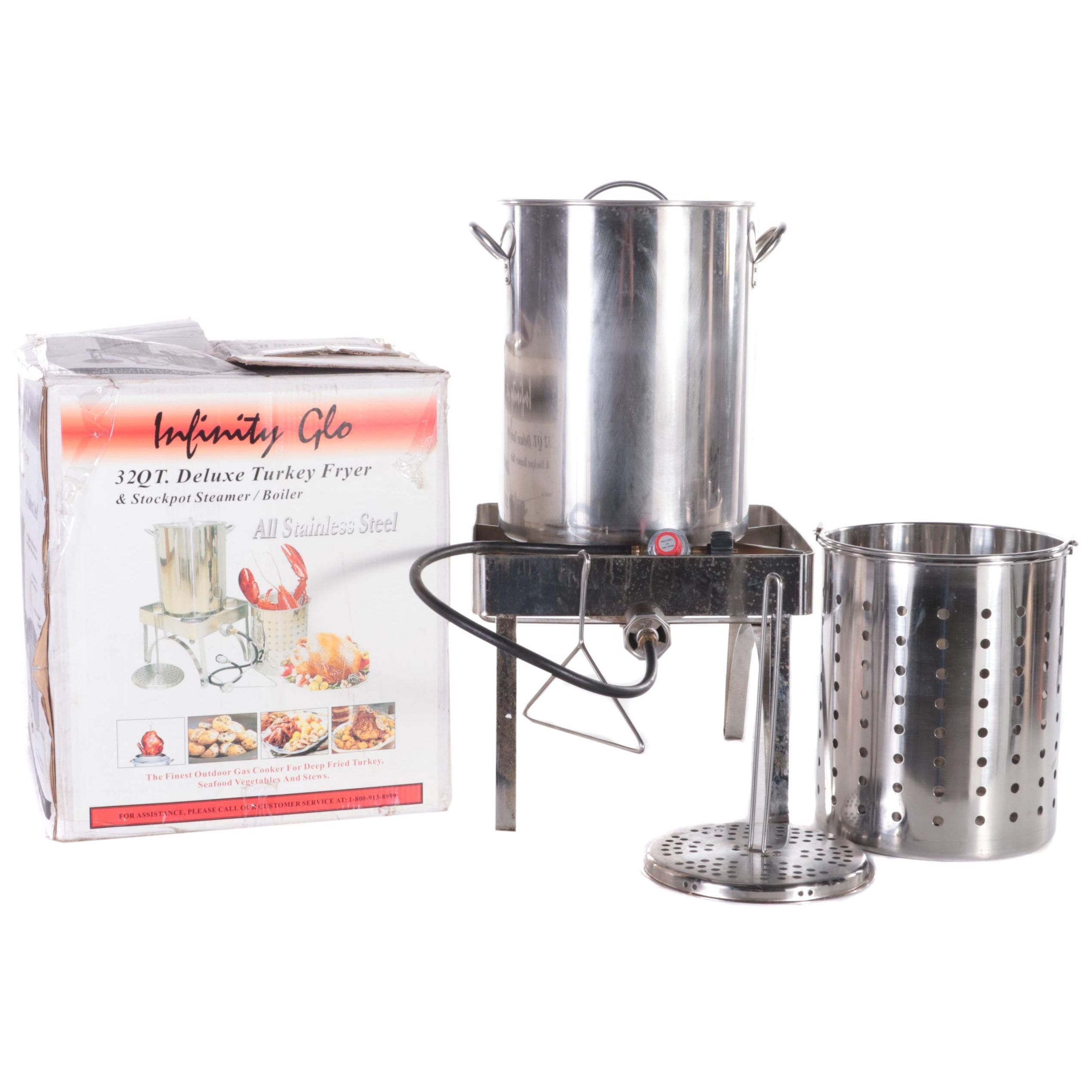 Infinity Glo Stainless Steel 32 Qt. Turkey Fryer and Stockpot Steamer Boiler