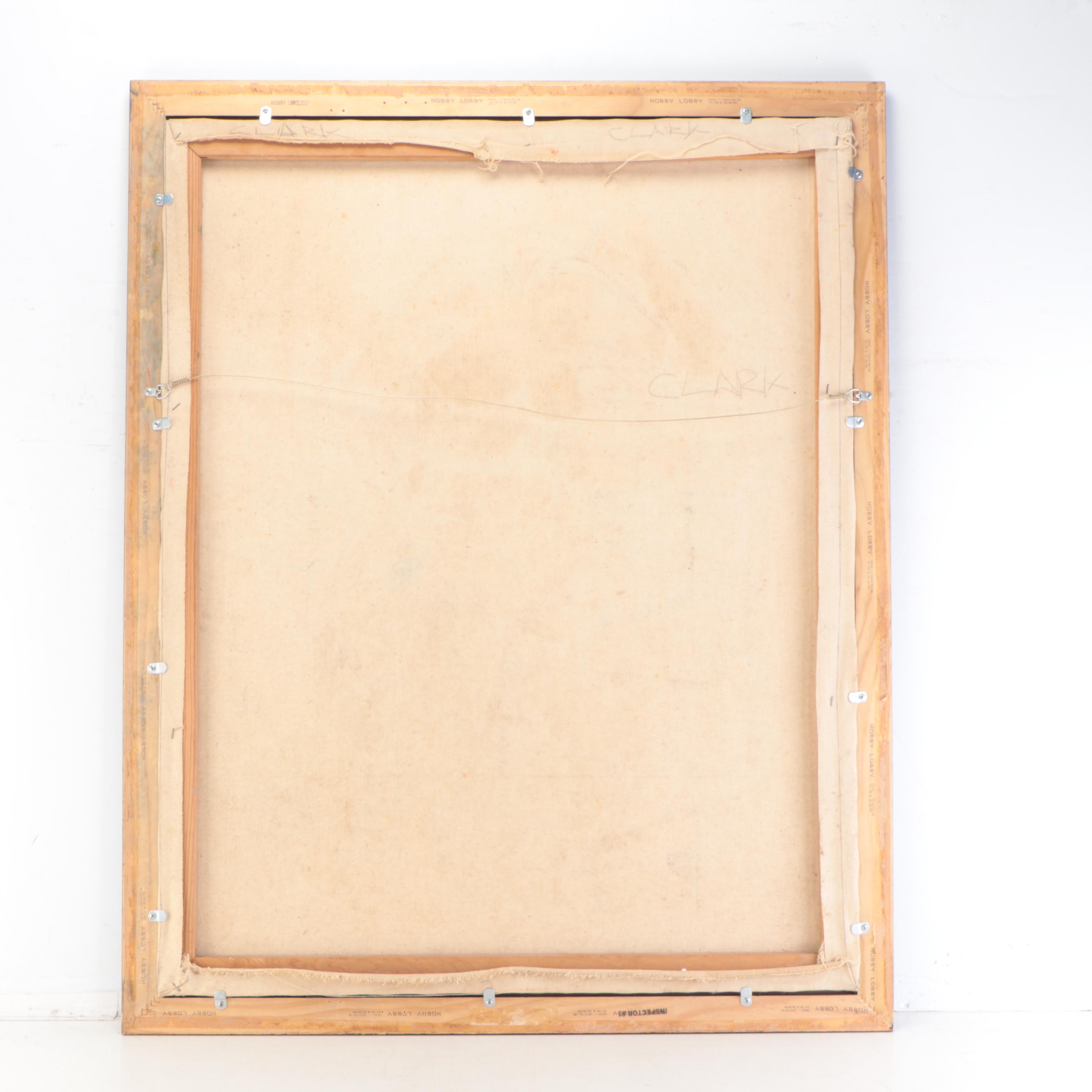 Modernist Oil Painting of Seated Figure Looking Out Window