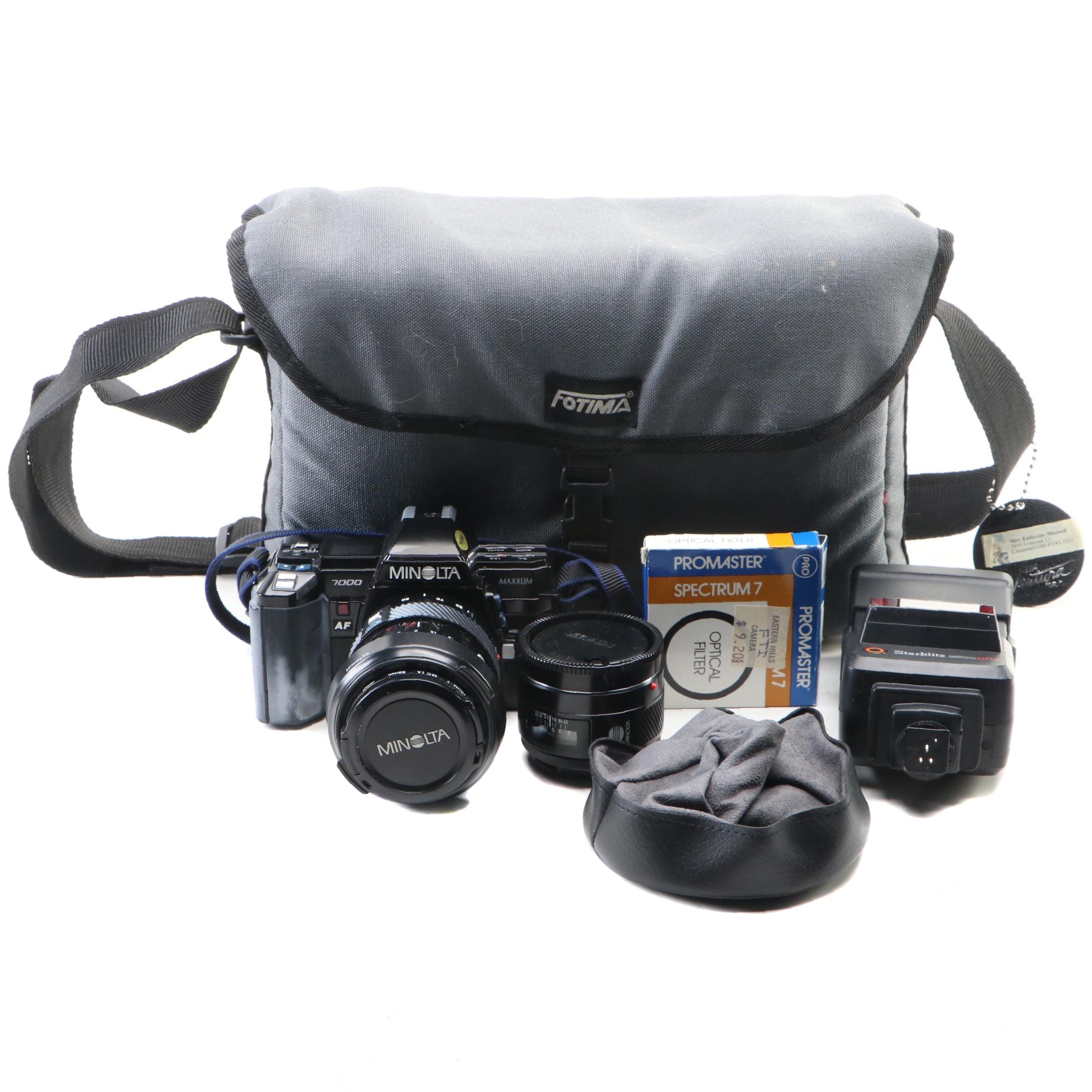 Minolta Maxxum 7000 35mm SLR Camera with 28-85mm Zoom Lens and More