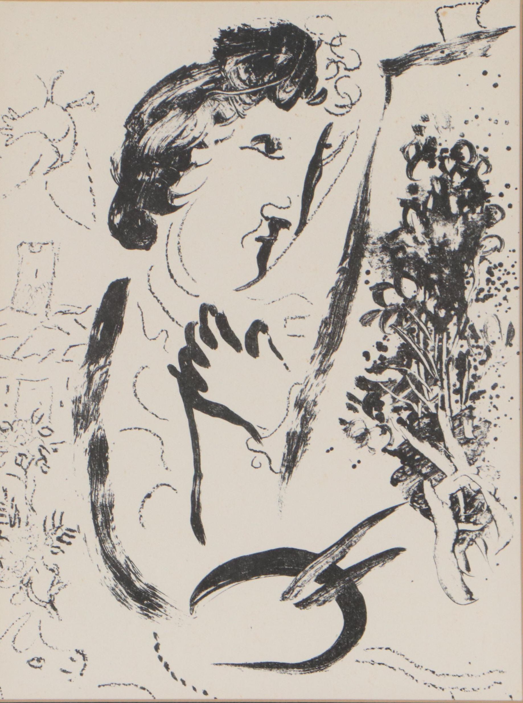 Marc Chagall Lithograph "Devant le Tableau," 1963